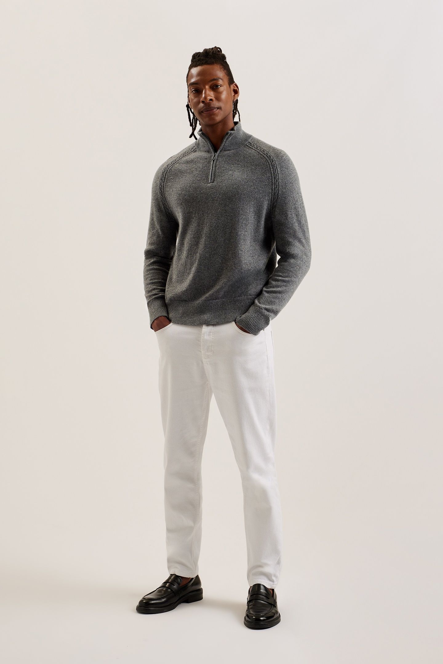 ULBOURN LS REGULAR CASHMERE HALF ZIP GREY-MARL 3