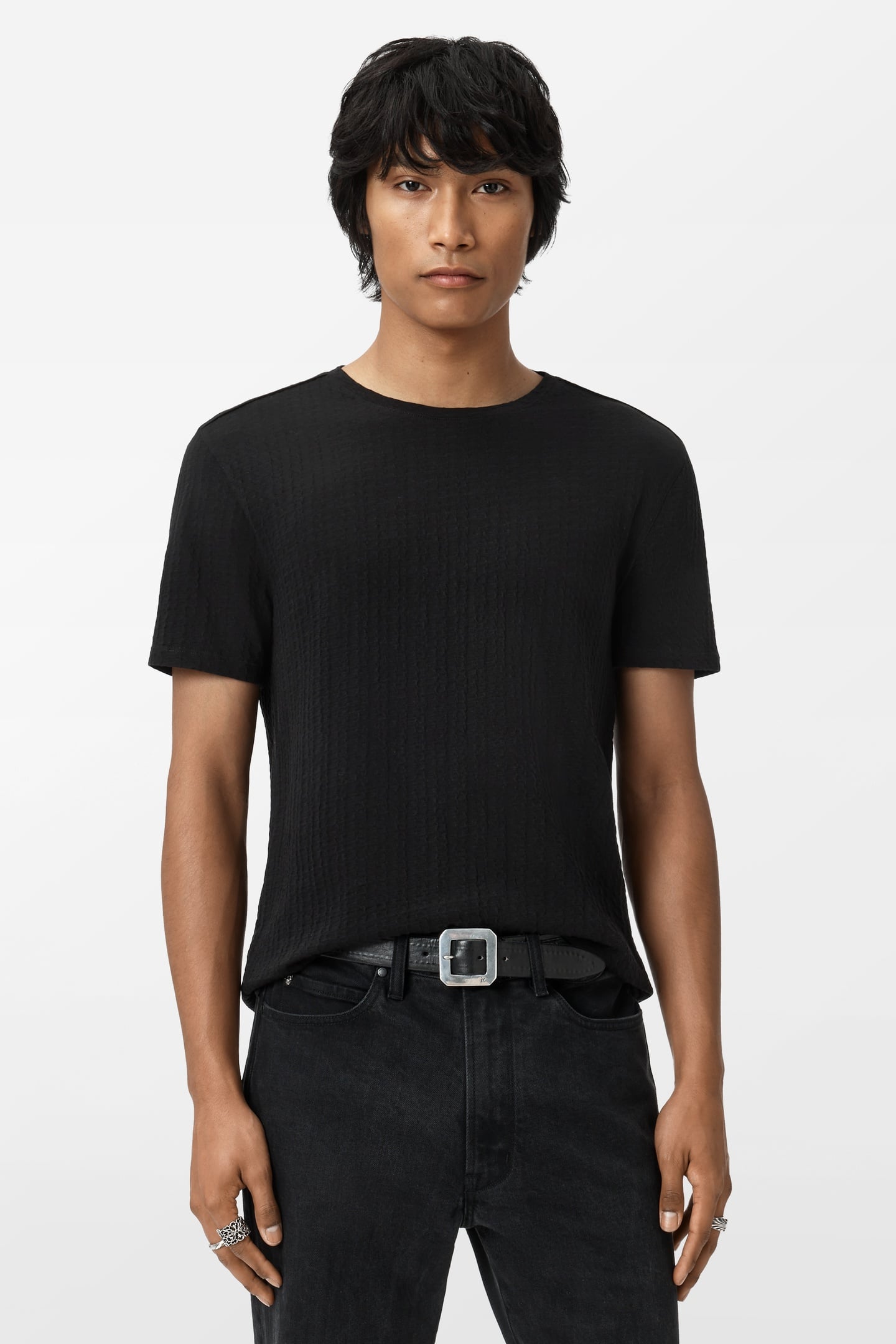 BRASSE SS CREW W CHAIN TEXTURE BLACK 1