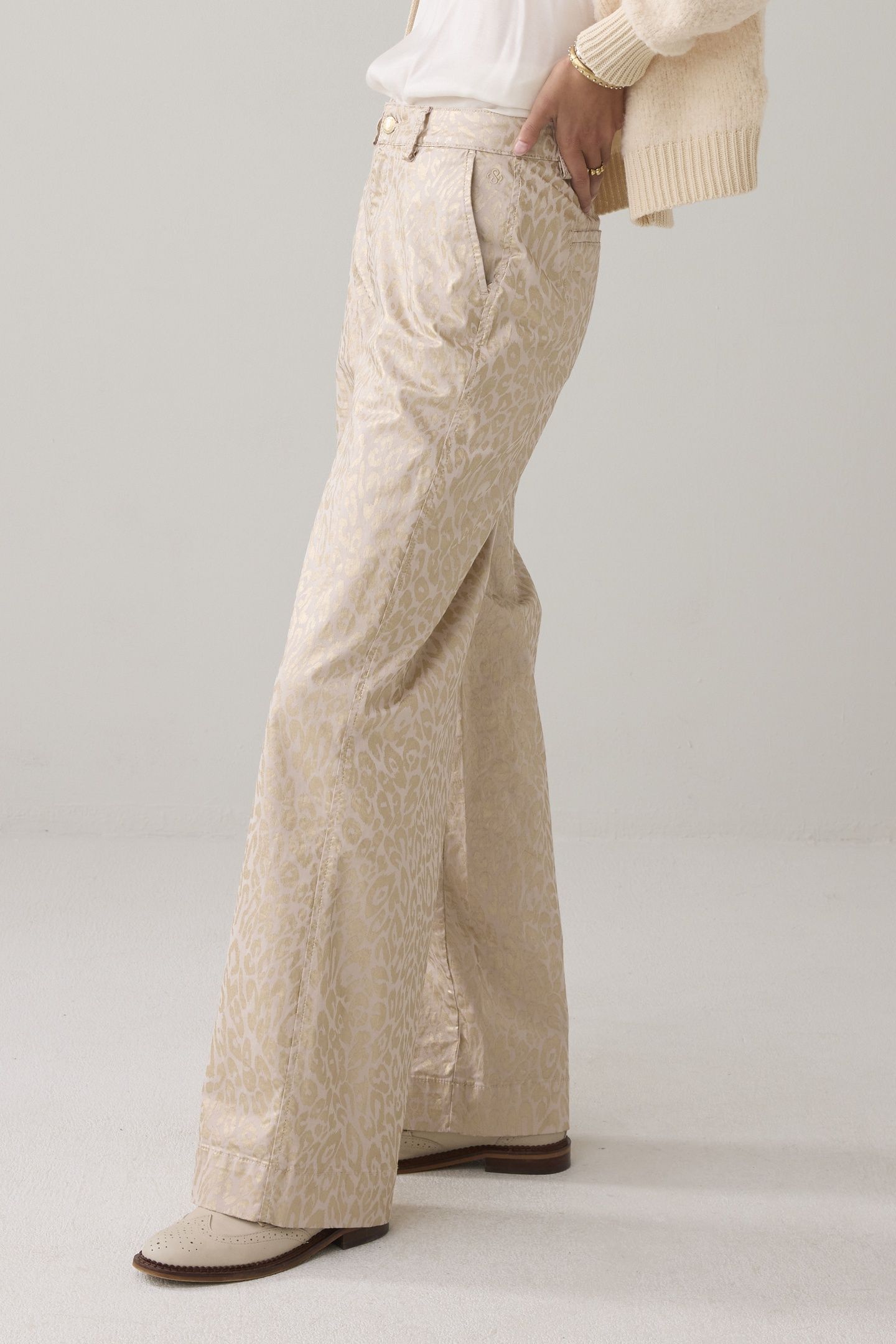 PALAZZO LEOPARD STRETCH TWILL WHITES 2
