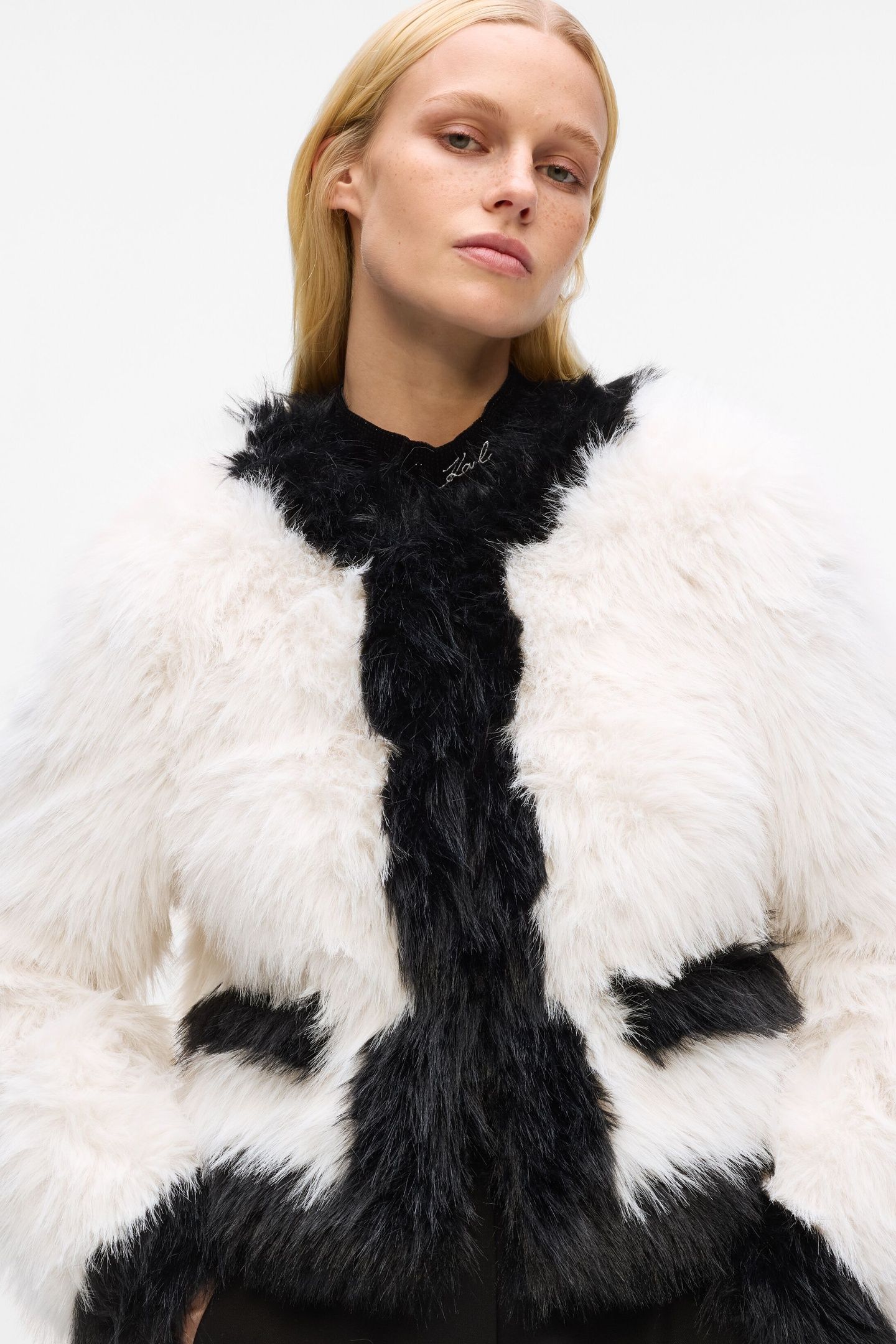 FAUX FUR JACKET WHITE/BLACK 6