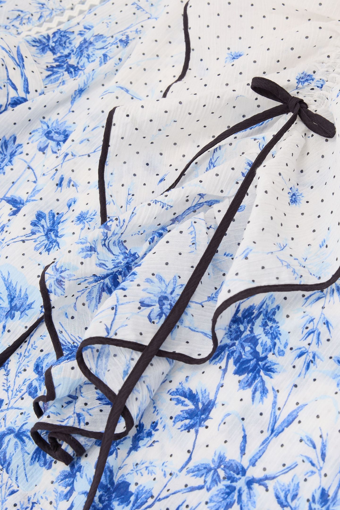 RUFFLE PRINTED BLOUSE IVORY/BLUE 7