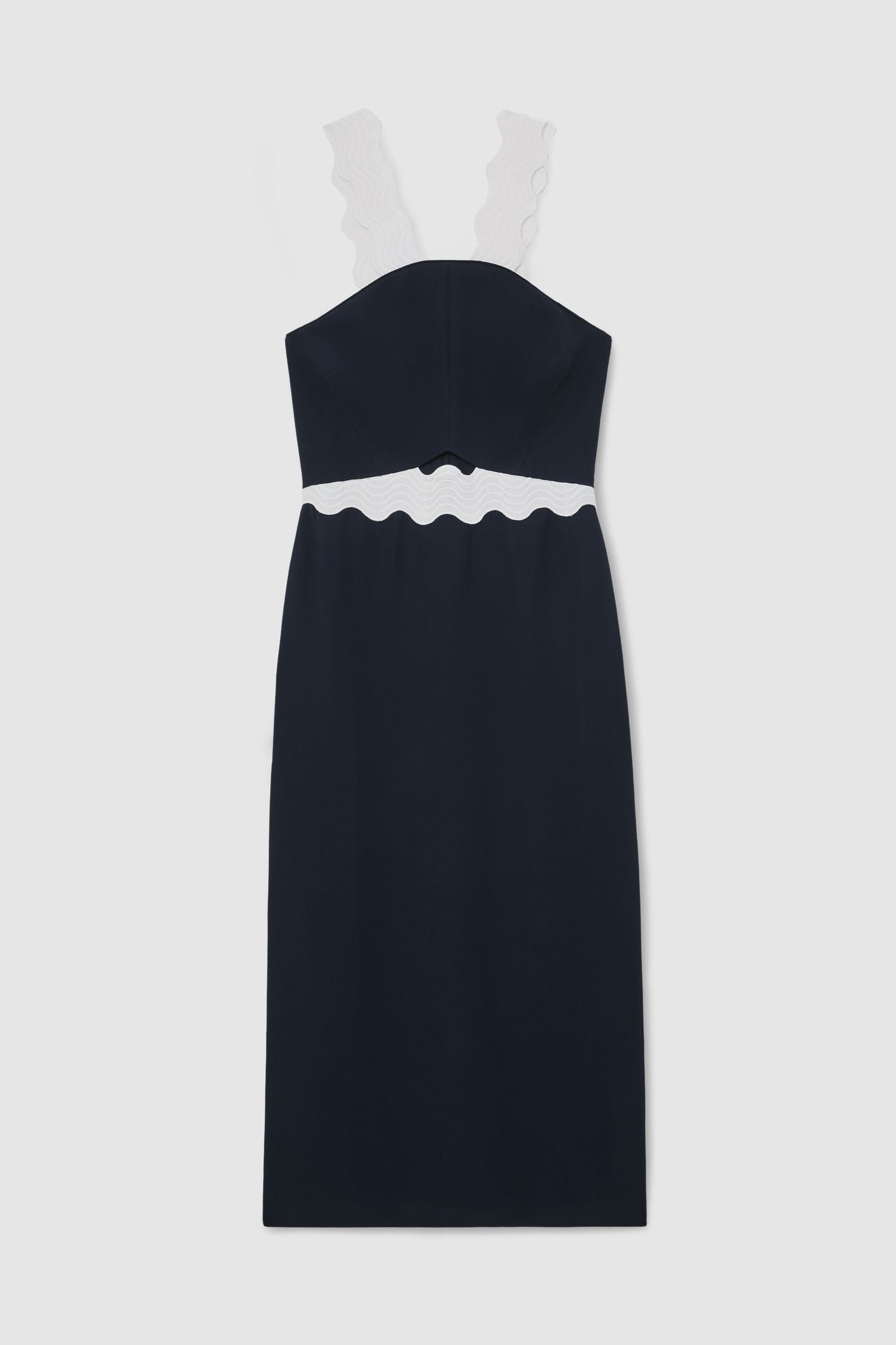 CONTRAST BODYCON MIDI DRESS NAVY/IVORY 4