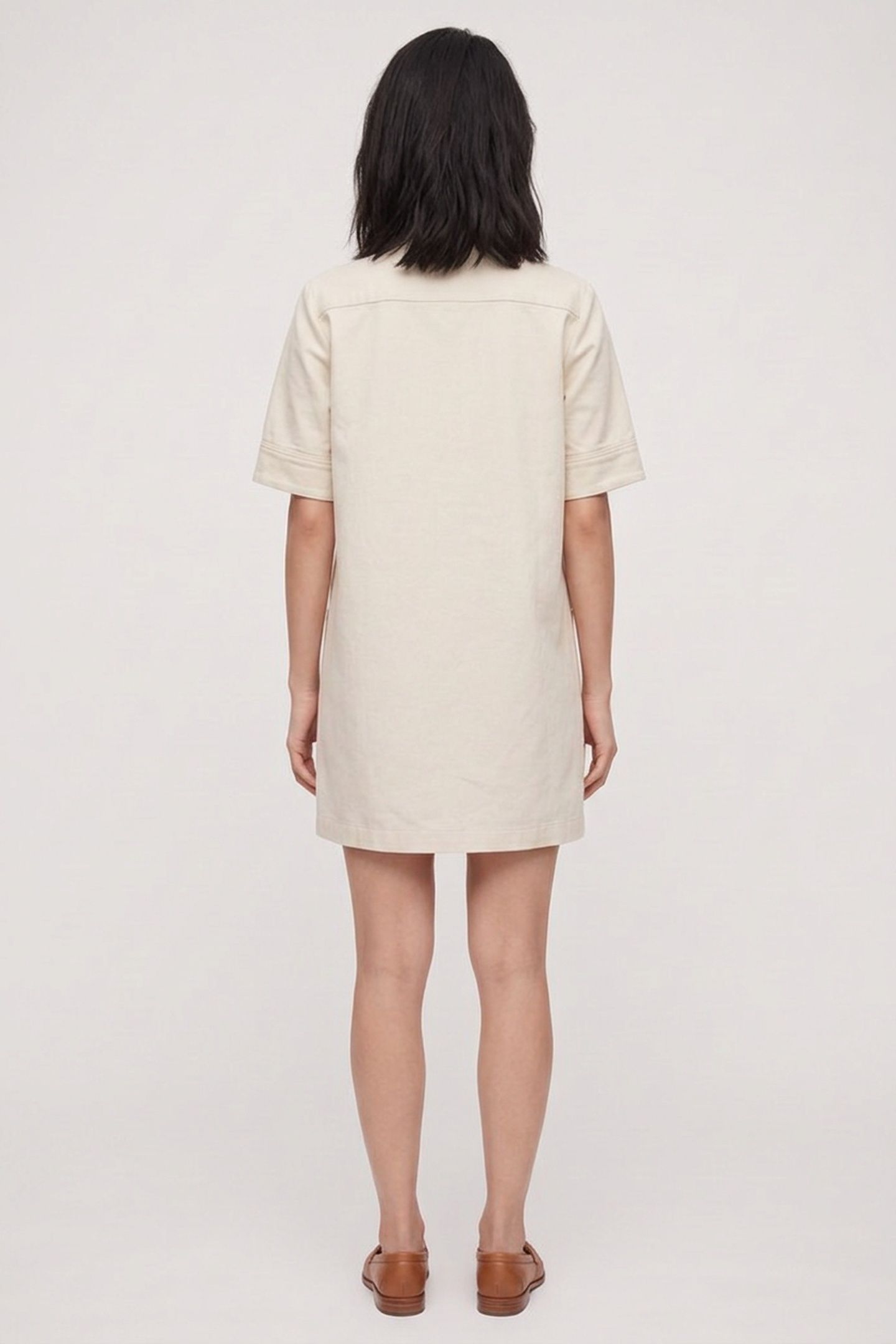 DRESS SHORT LONG SLEEVE ECRU 2