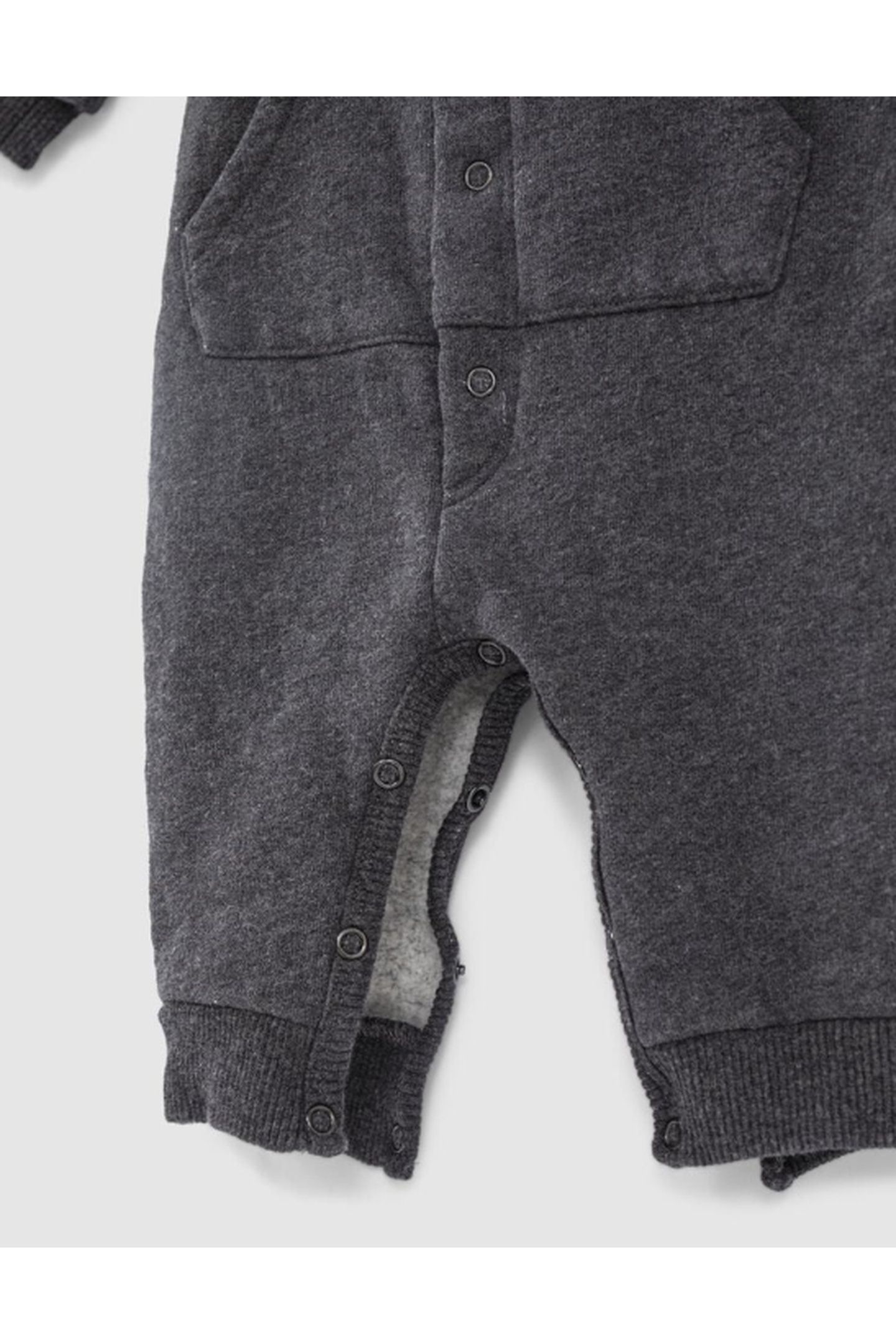 GREY HOODED JUMPSUIT.ORGANIC FLEECE GLASSES BABY 3
