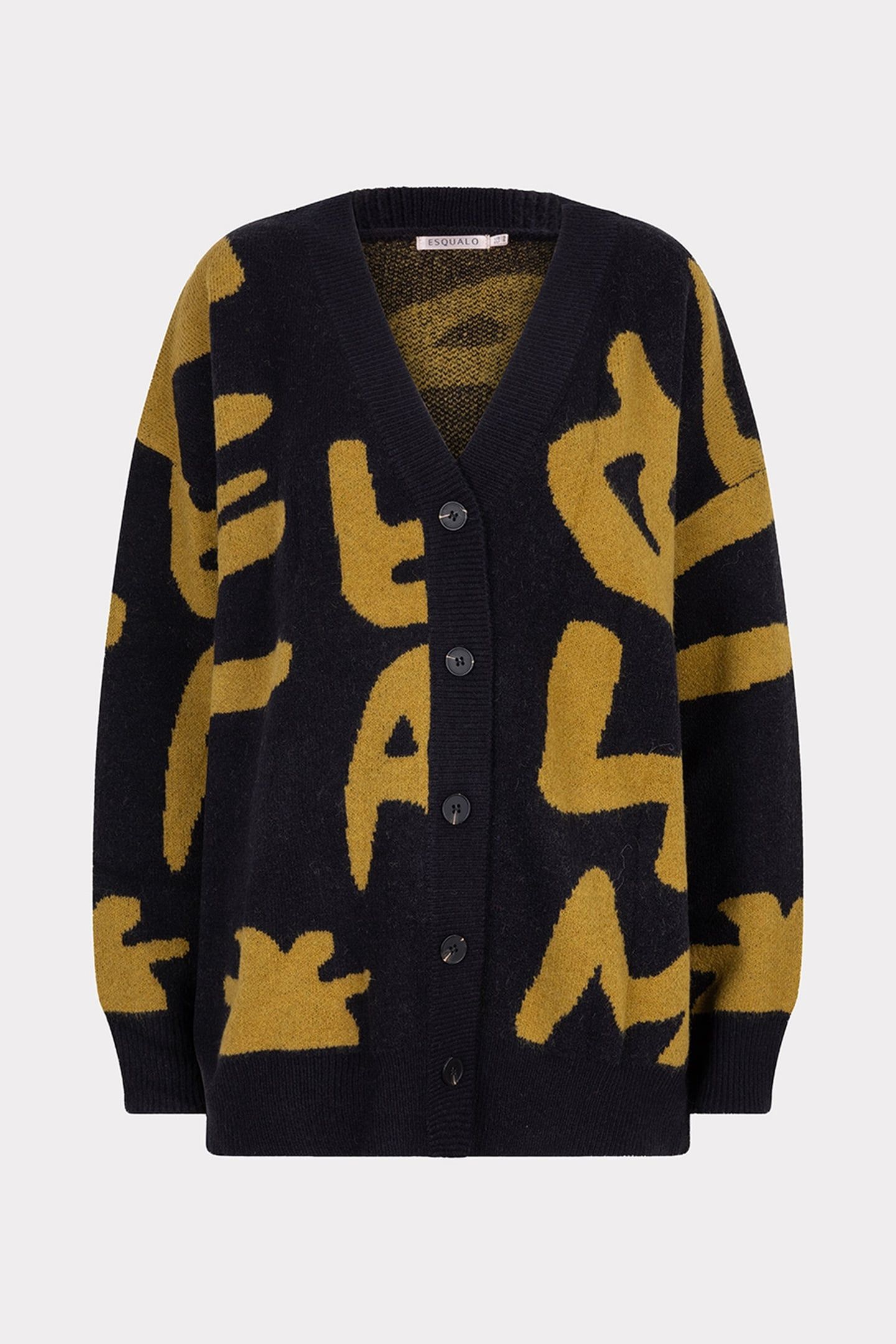 CARDIGAN INTARSIA LETTERS BLACK / GOLDEN OLIVE 4