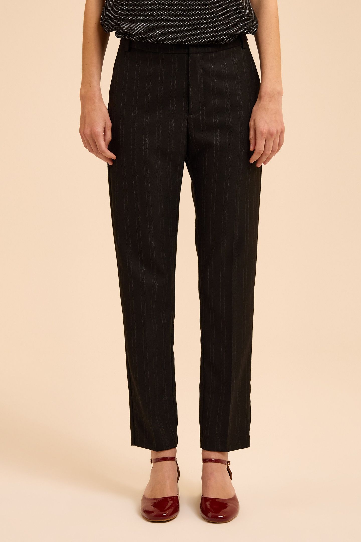 BLACK STRIPED SUIT TROUSERS LAURENCE 1