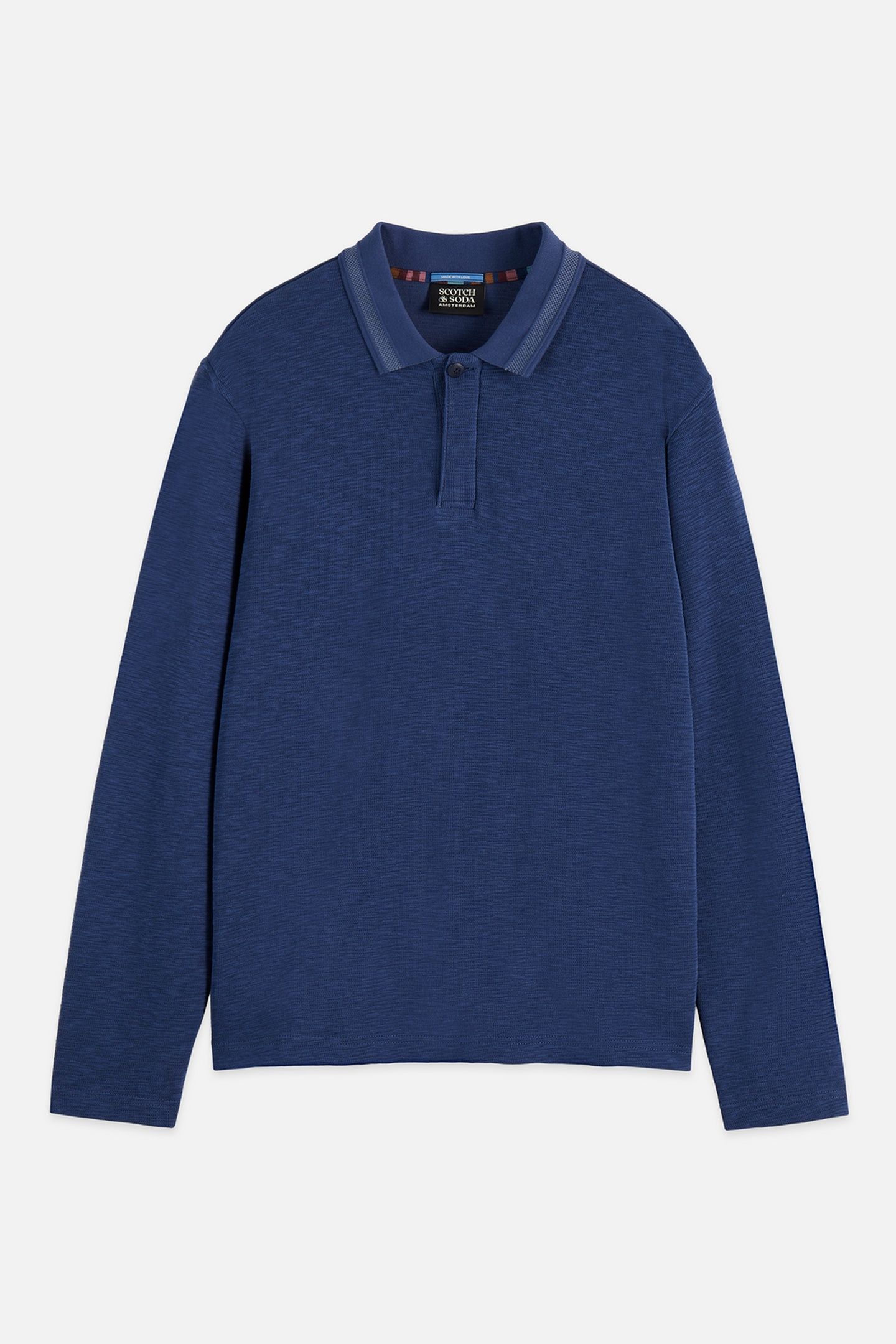 STRUCTURED RELAXED-FIT LONG-SLEEVED POLO NAVY 1