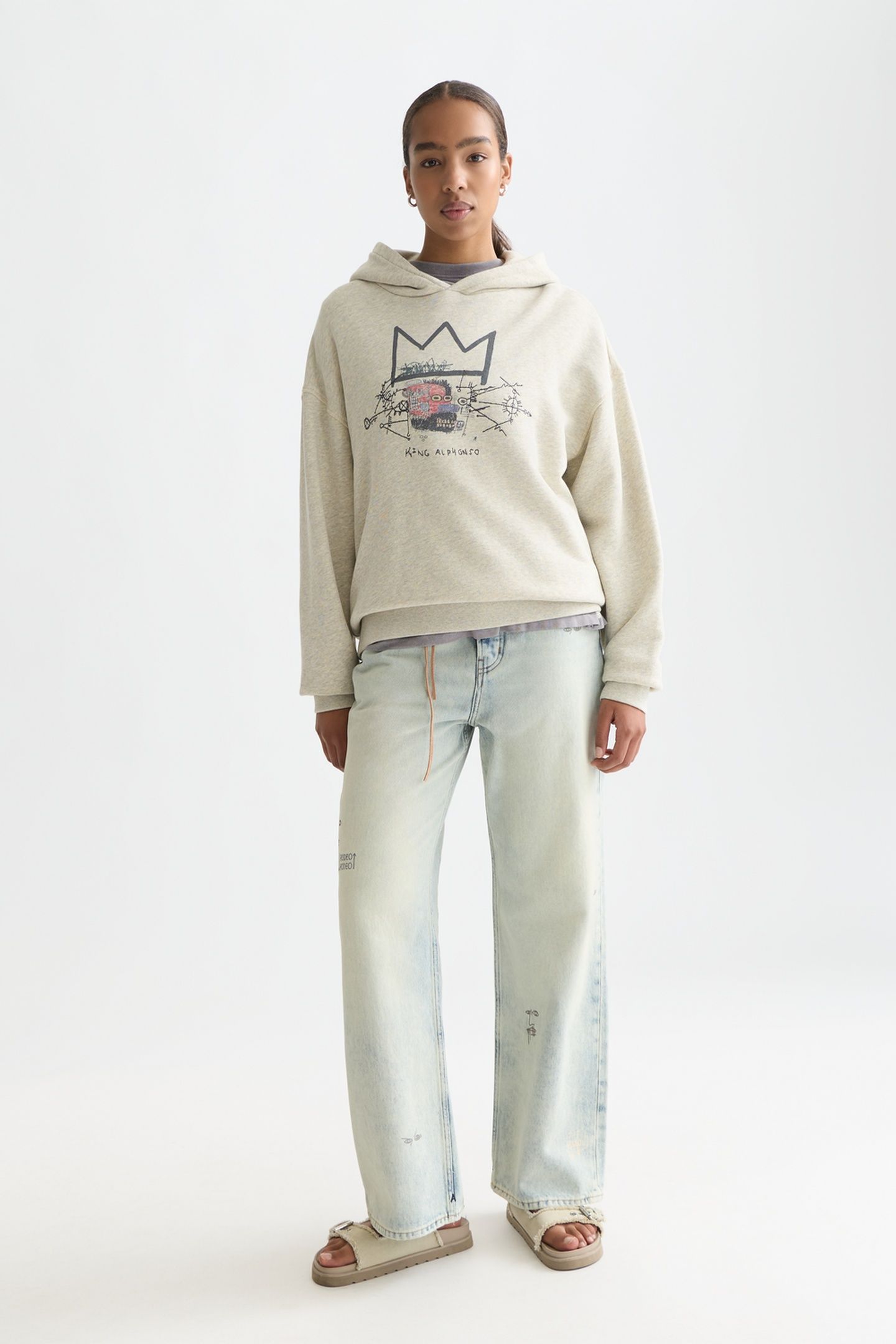 BASQUIAT WASHED ARTWORK HOODIE OATMEAL MELANGE 3