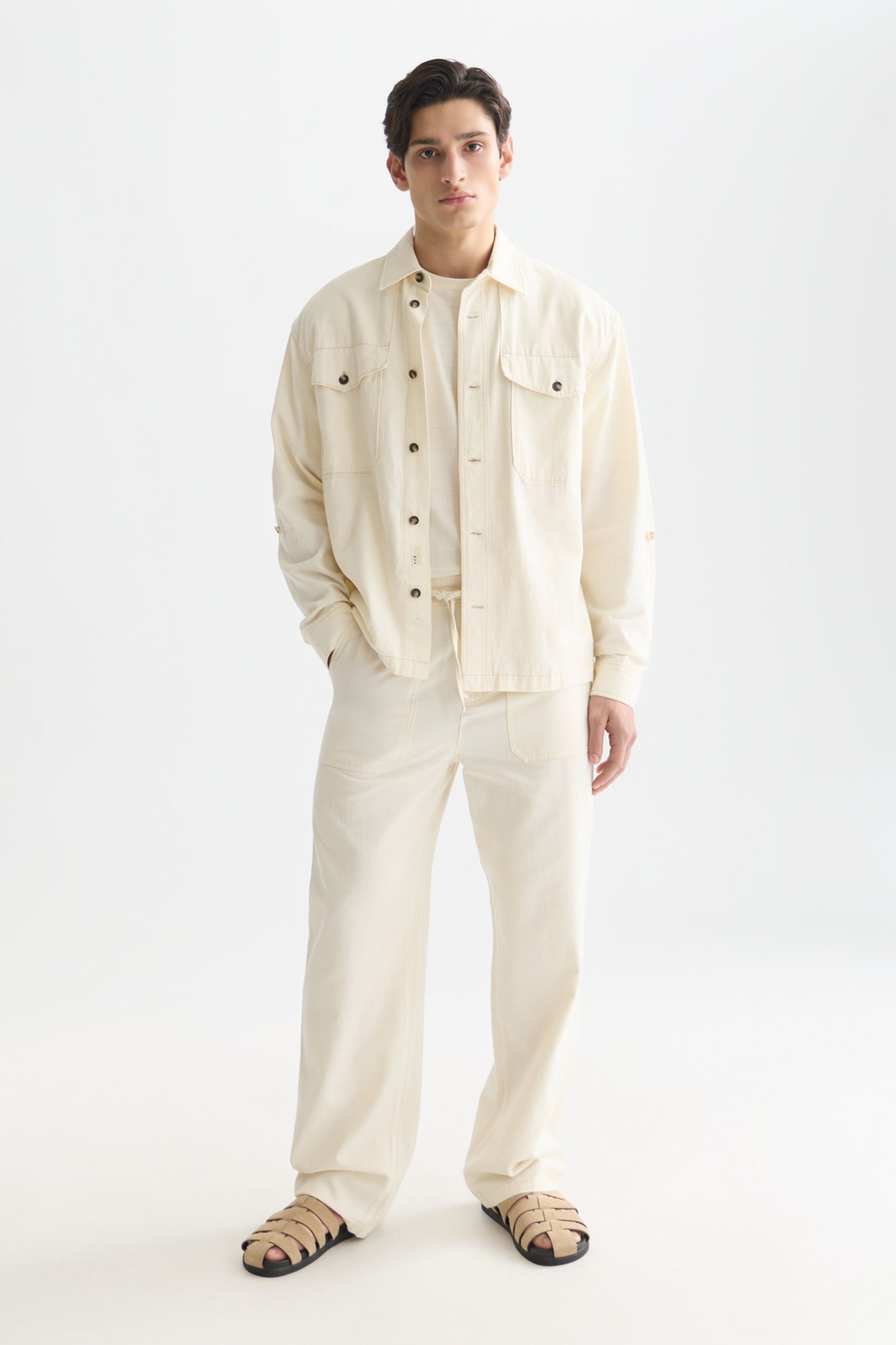 COTTONLINEN OVERSHIRT LIGHT BEIGE 3