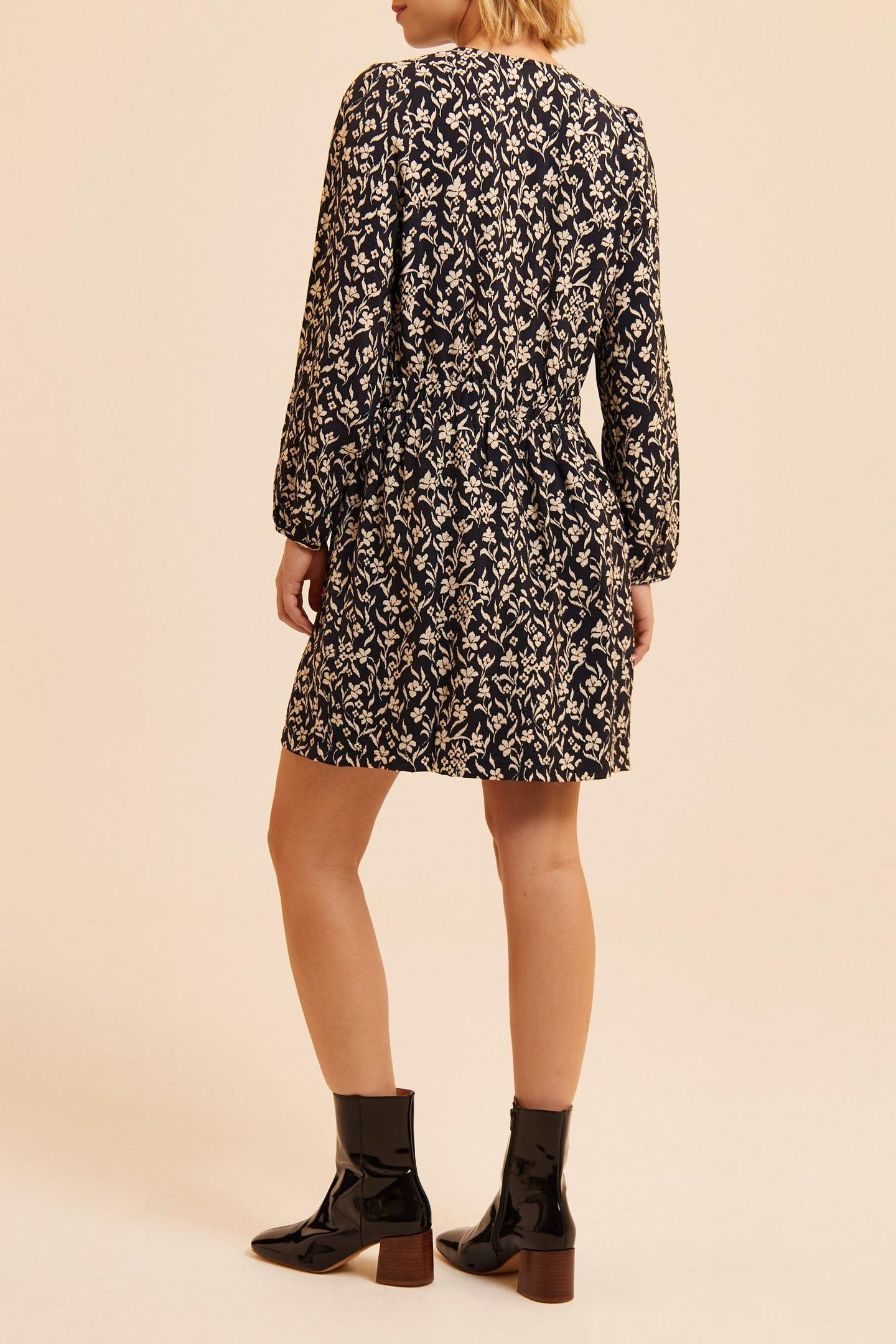 BLACK DRESS WITH ORCHID PRINT 2