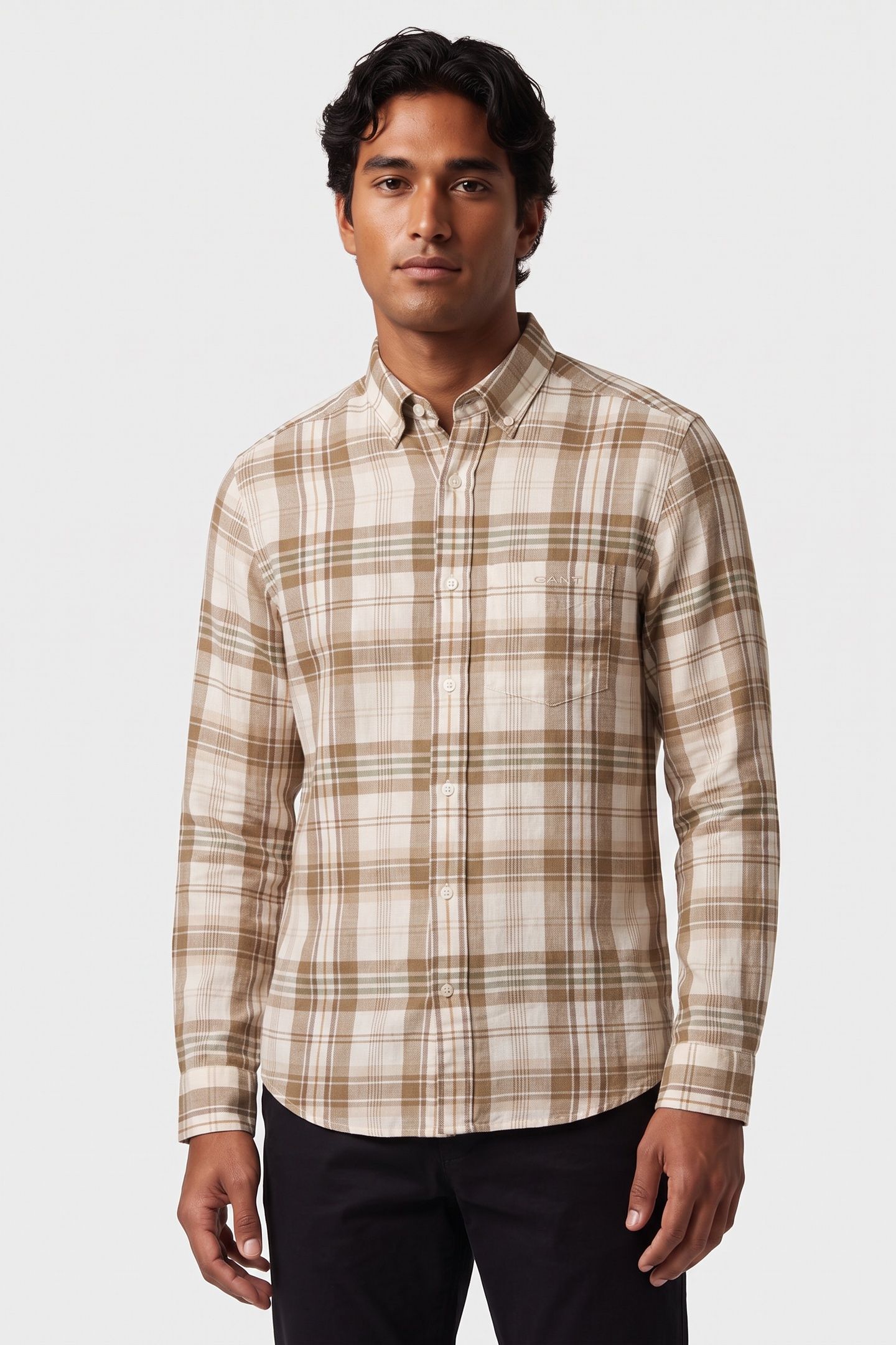 REG COTTON LINEN MADRAS CHECK CREAMED WHITE 1