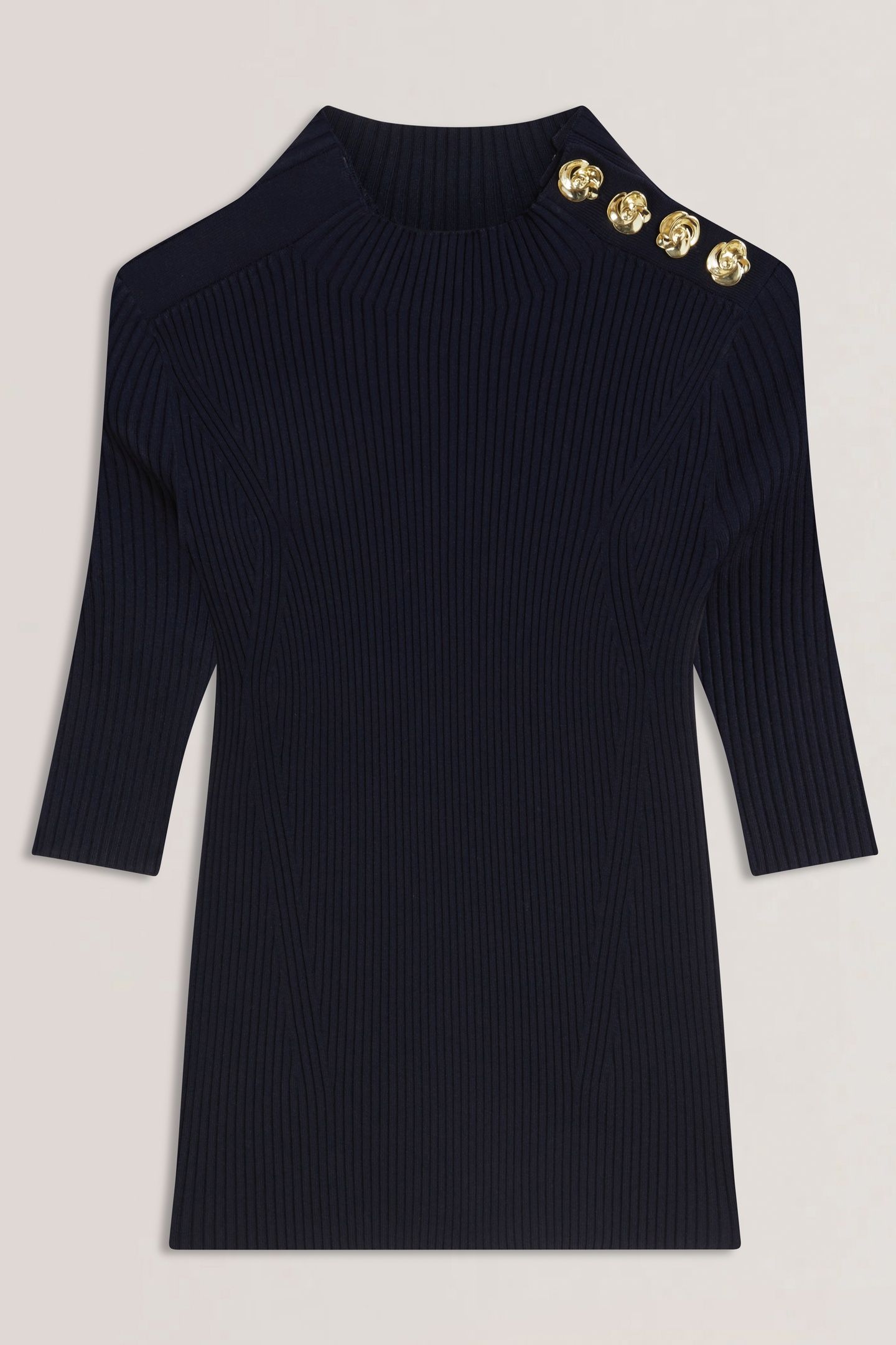 EELIIA ROSE BUTTON DETAIL SHORT SLEEVE NAVY 3