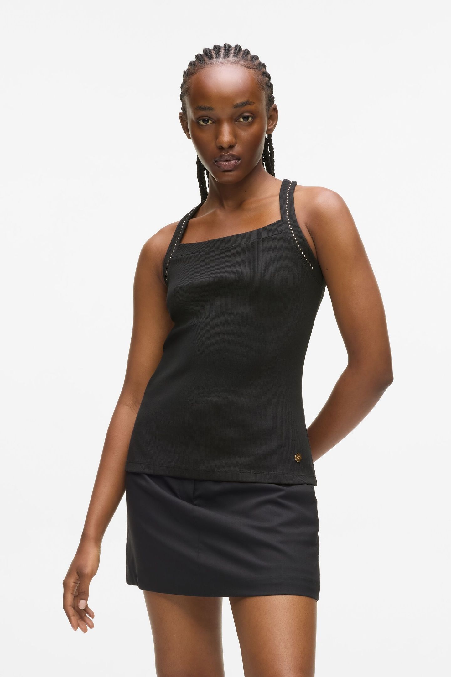 MINI STUD DETAIL TANK TOP BLACK 2