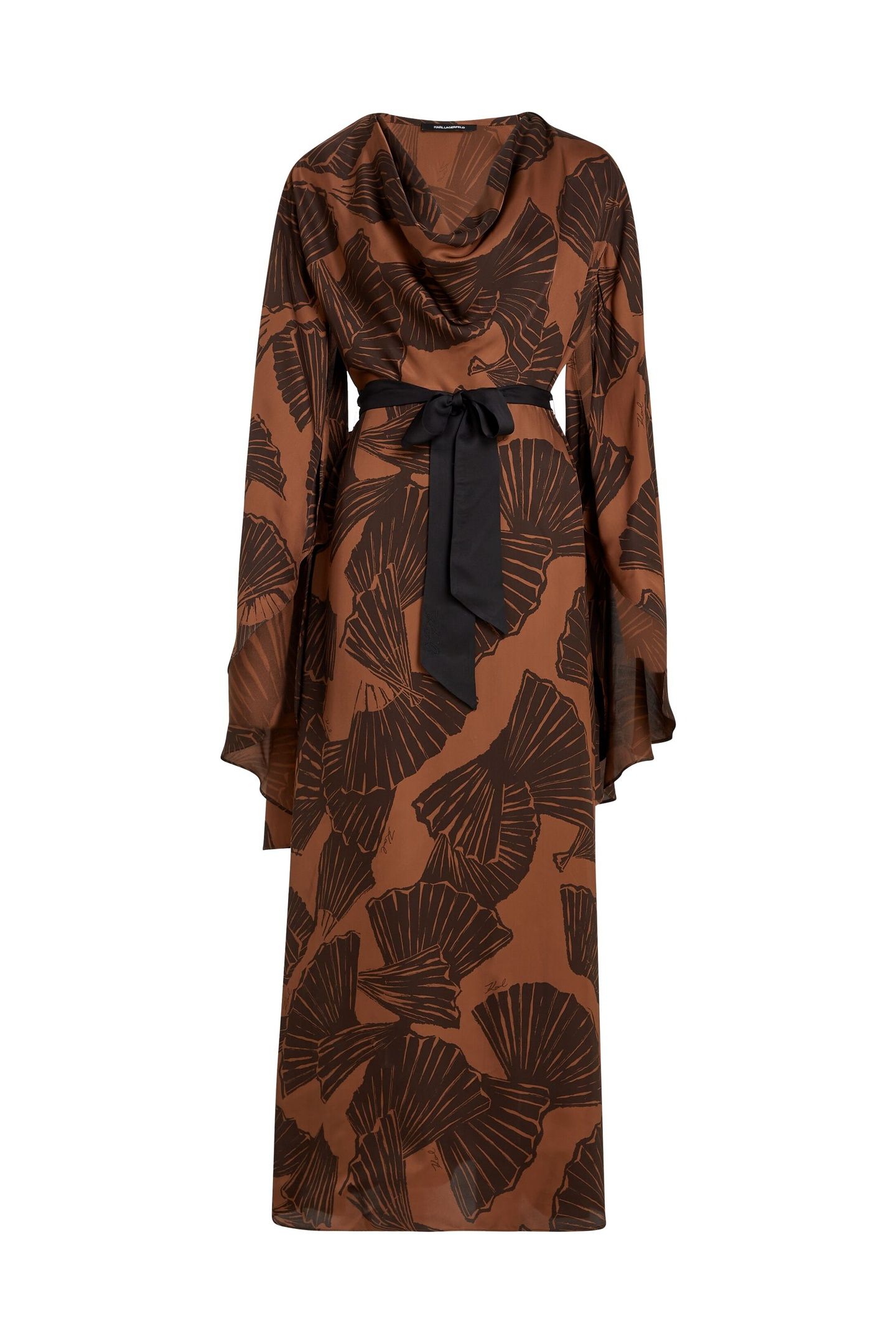PRINTED FLUID KAFTAN GRAPHIC FAN FRIAR BROWN 4
