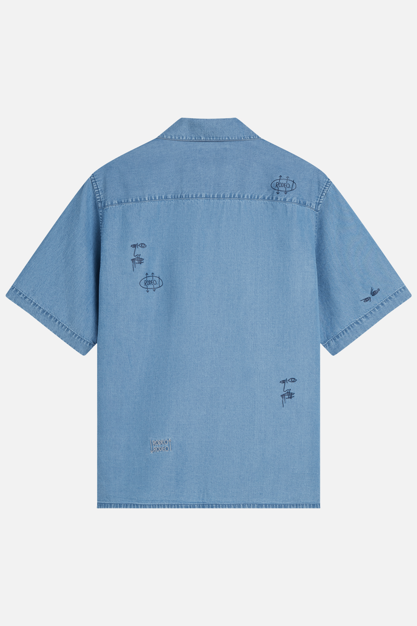 BASQUIAT INDIGO TENCEL RELAXEDFIT SHORTSLEEVED SHIRT NAVY 2