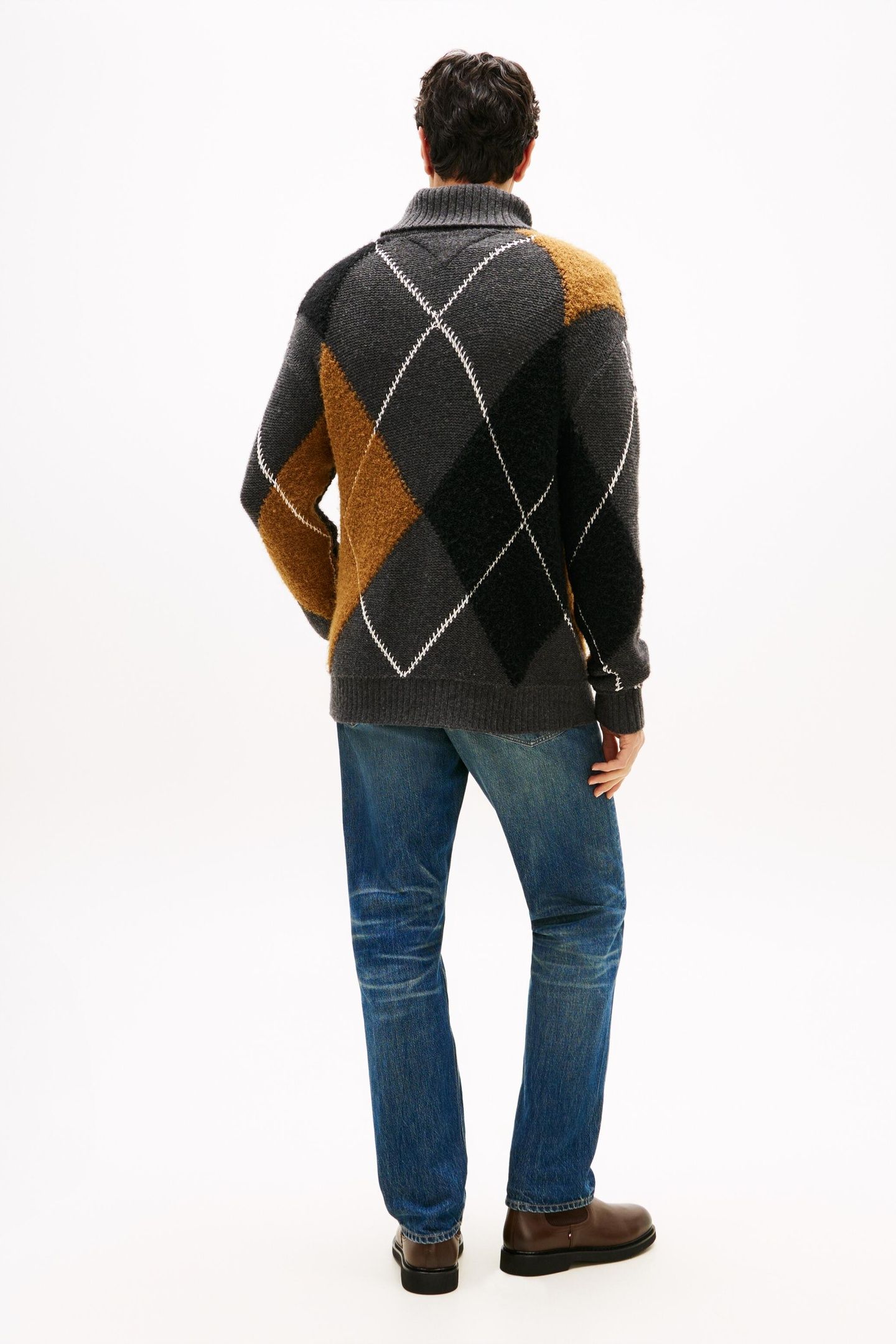 ARGYLE ROLL NECK DARK GREY HEATHER 3