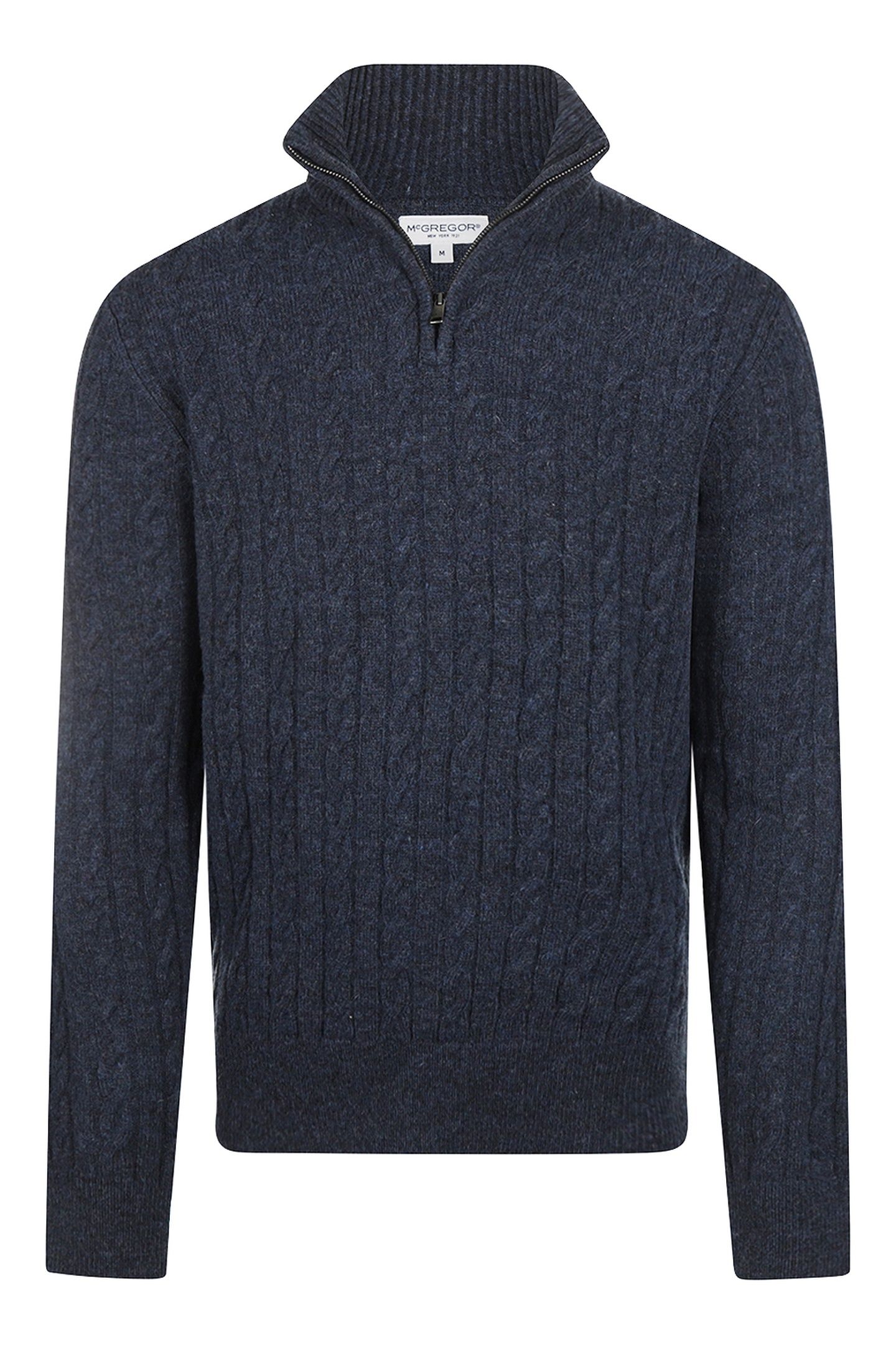 CABLE ZIP MOCK SWEATER NAVY 3