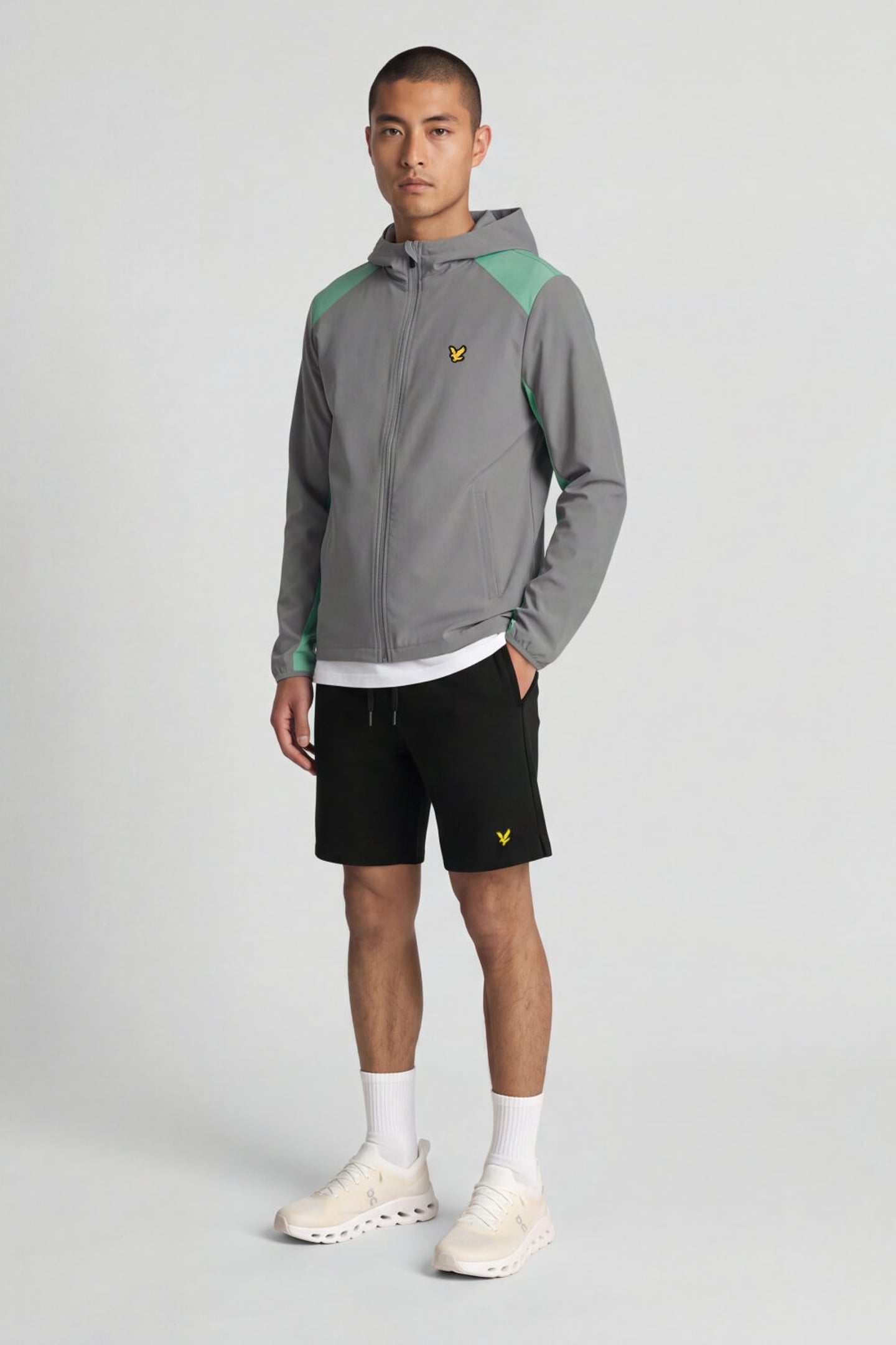 PANELLED WINDBREAKER JACKET ULTIMATE GREY/COOL MINT 2