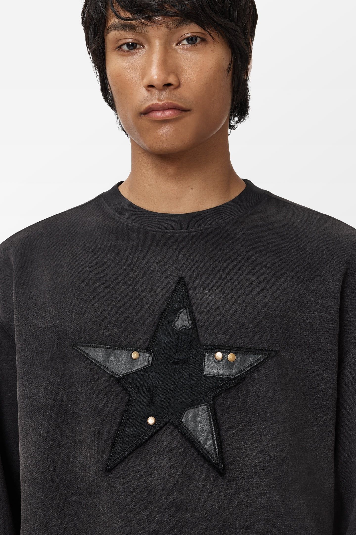 LS PULLOVER CREW -MENDED STAR CREW NECK BLACK 3