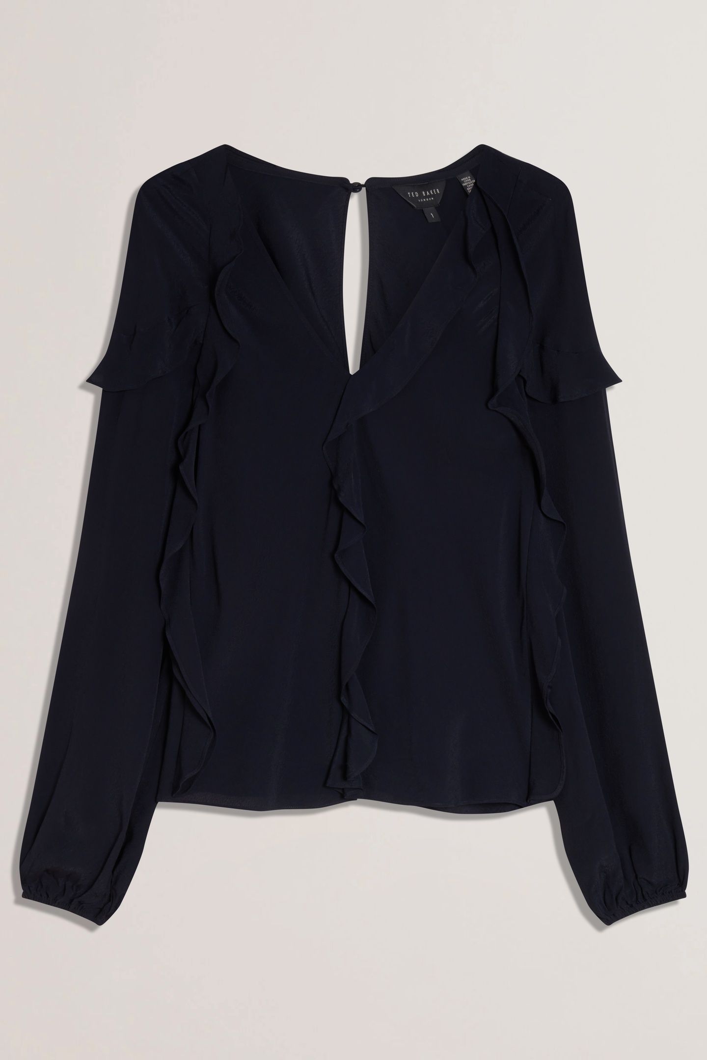 KAYFA FRILL DETAIL LONG SLEEVE BLOUSE NAVY 3
