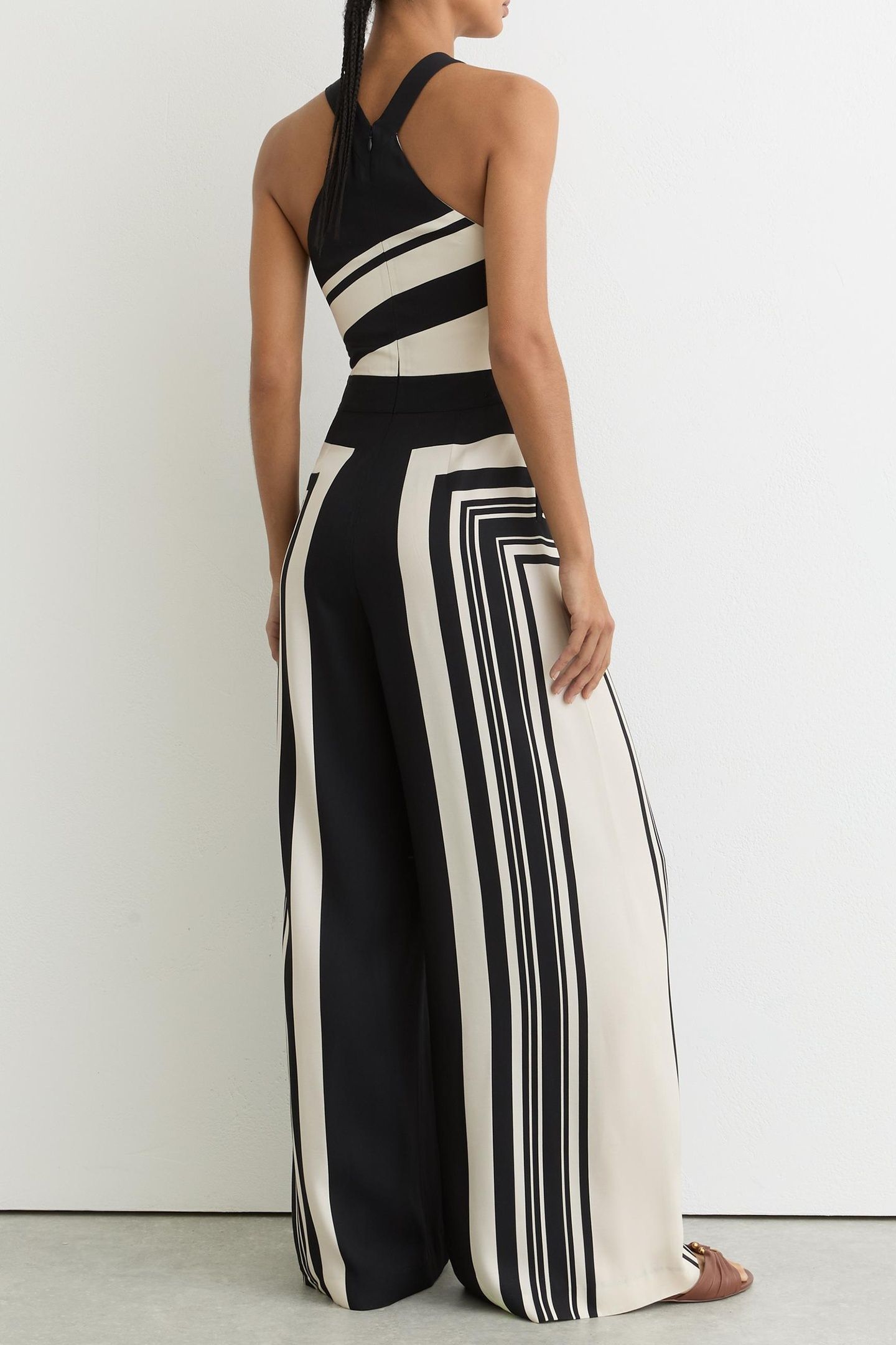 PRINTED WIDE LEG JUMPSUIT BLACK/IVORY 2