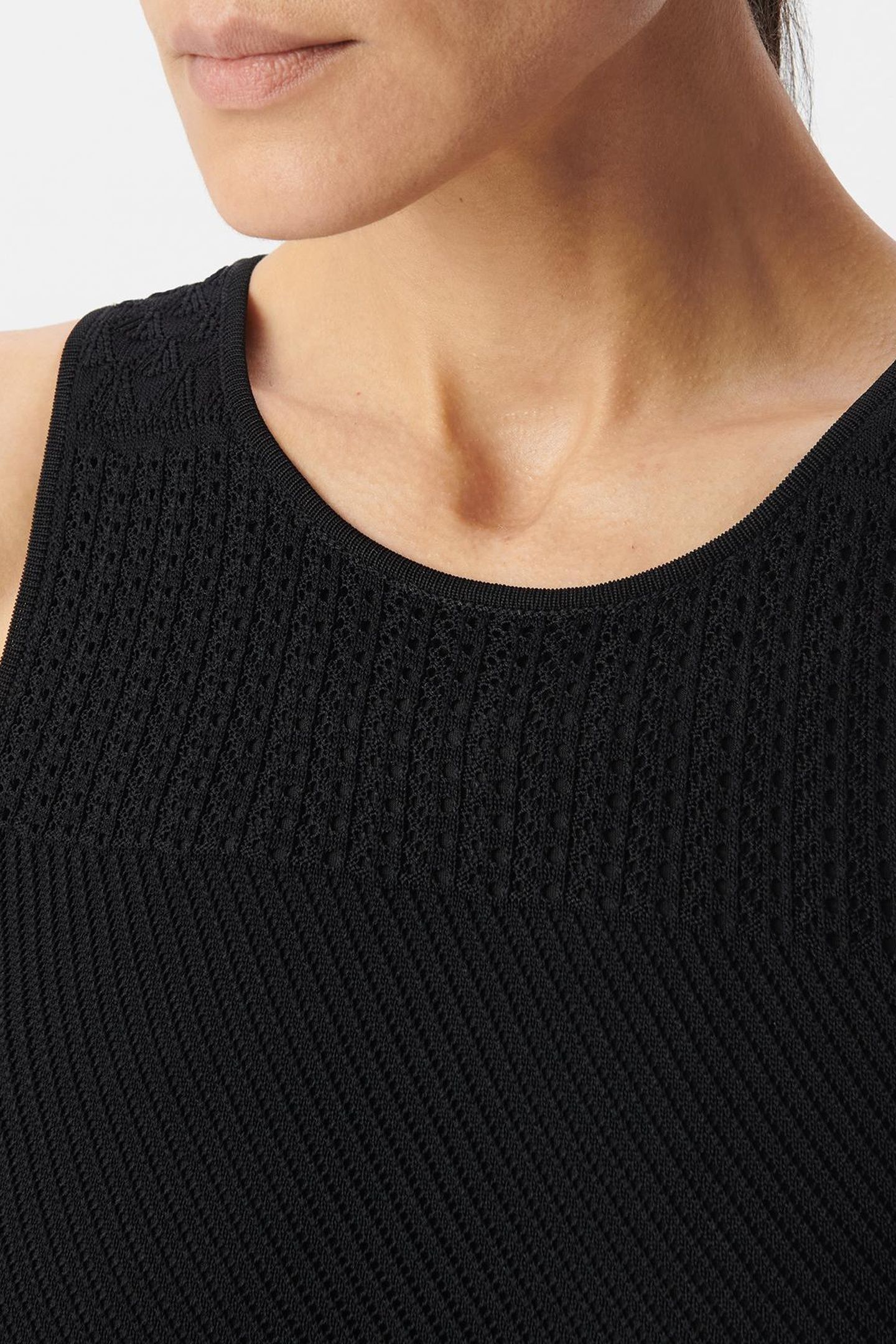 BLACK OPENWORK KNIT MIDI-LENGTH TUBE DRESS 6