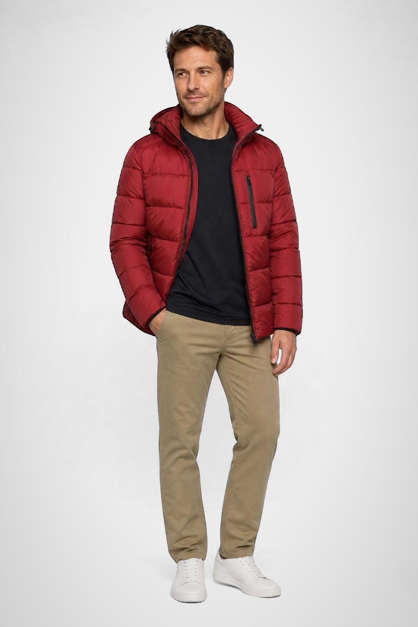 HOODED BOMBER JACKET BURGUNDY 2