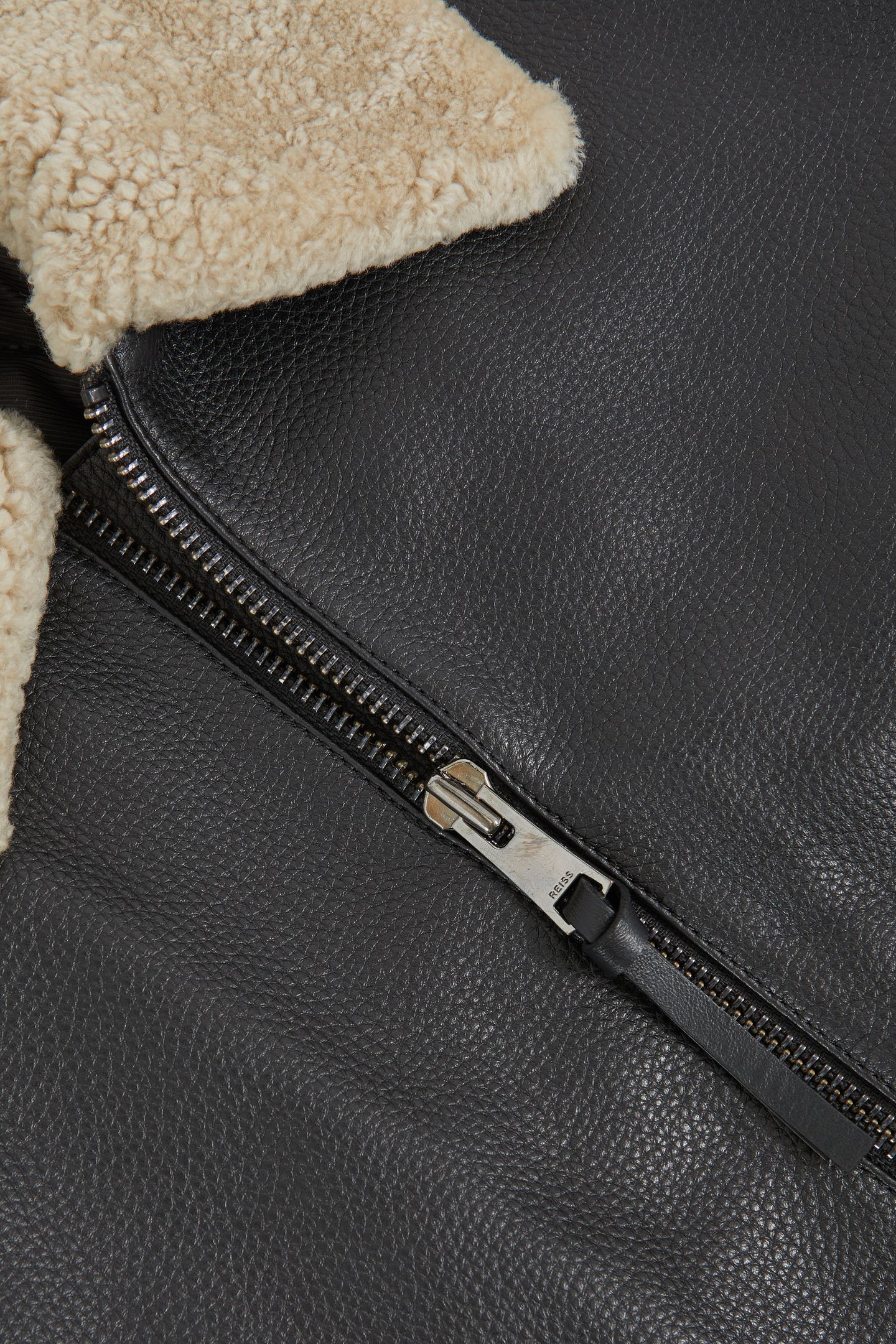 LS SHEARLING COLLAR LEATHER JACKET BLACK 6