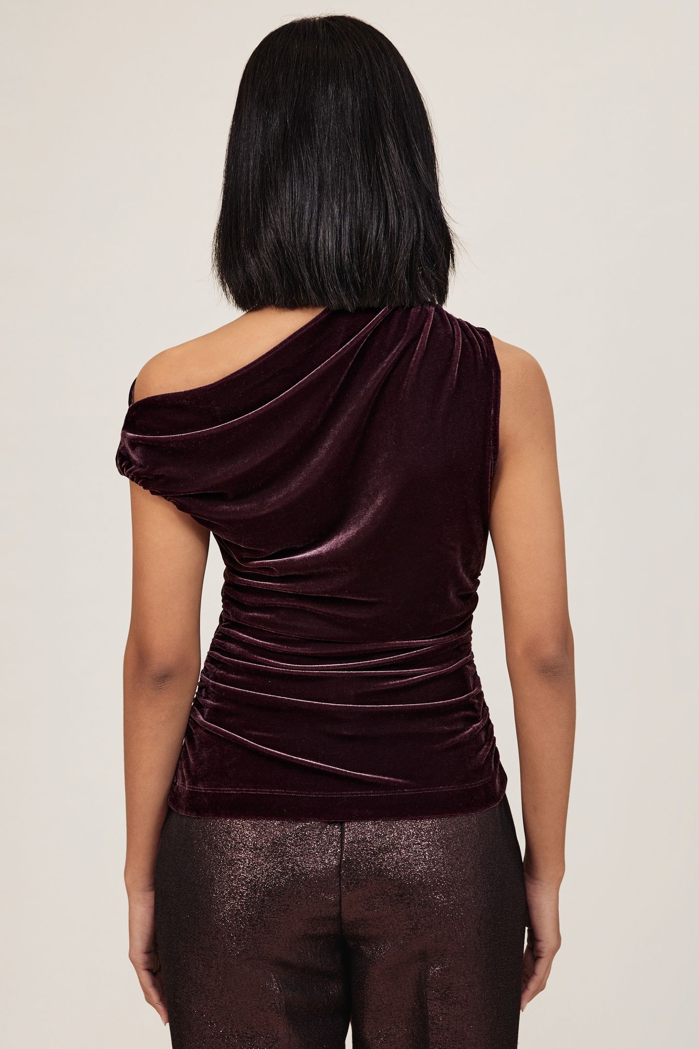 OFF SHOULDER VELVET TOP PLUM PURPLE 2