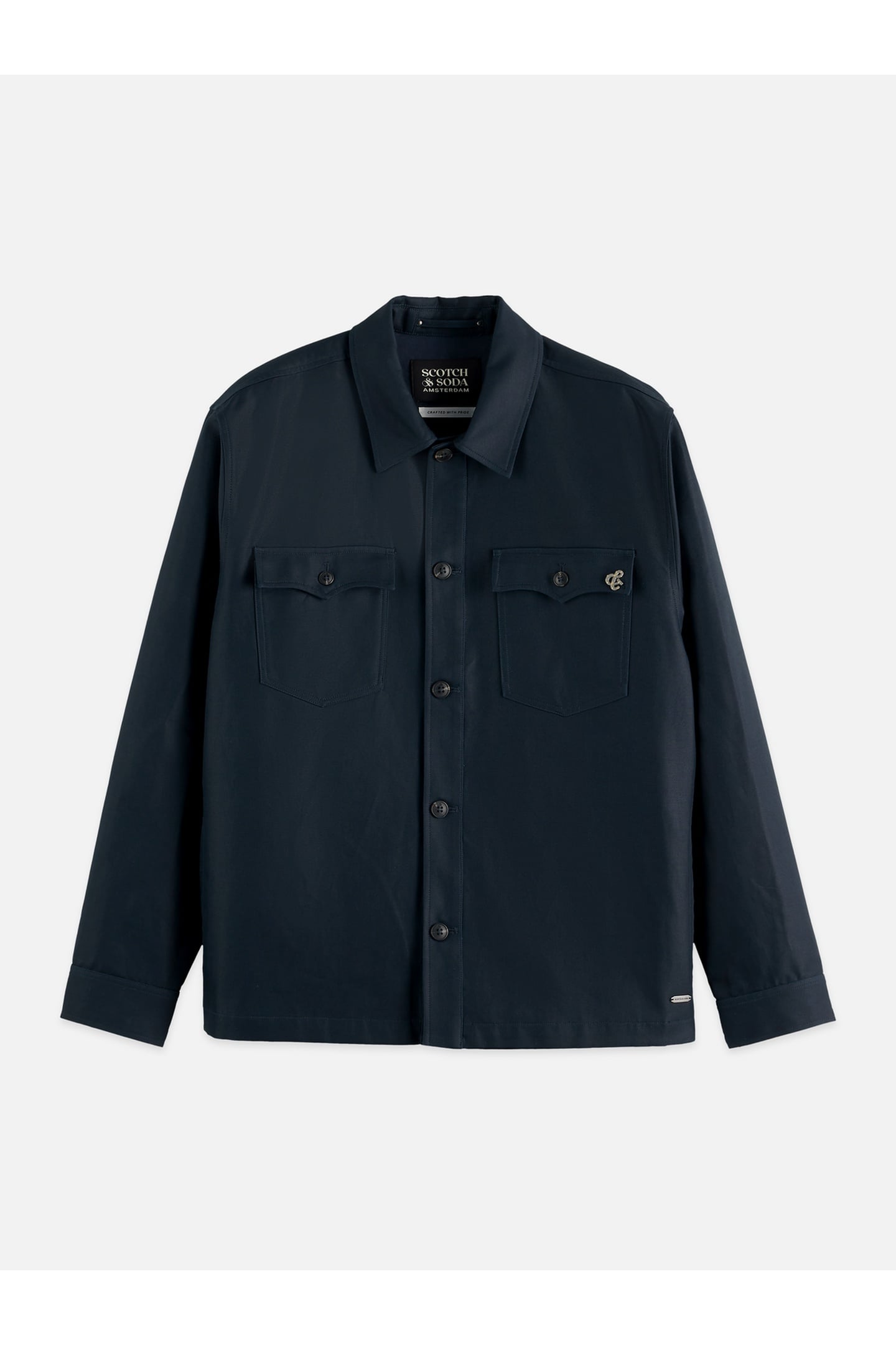 COTTON-BLEND TWILL RELAXED-FIT OVERSHIRT NAVY 1