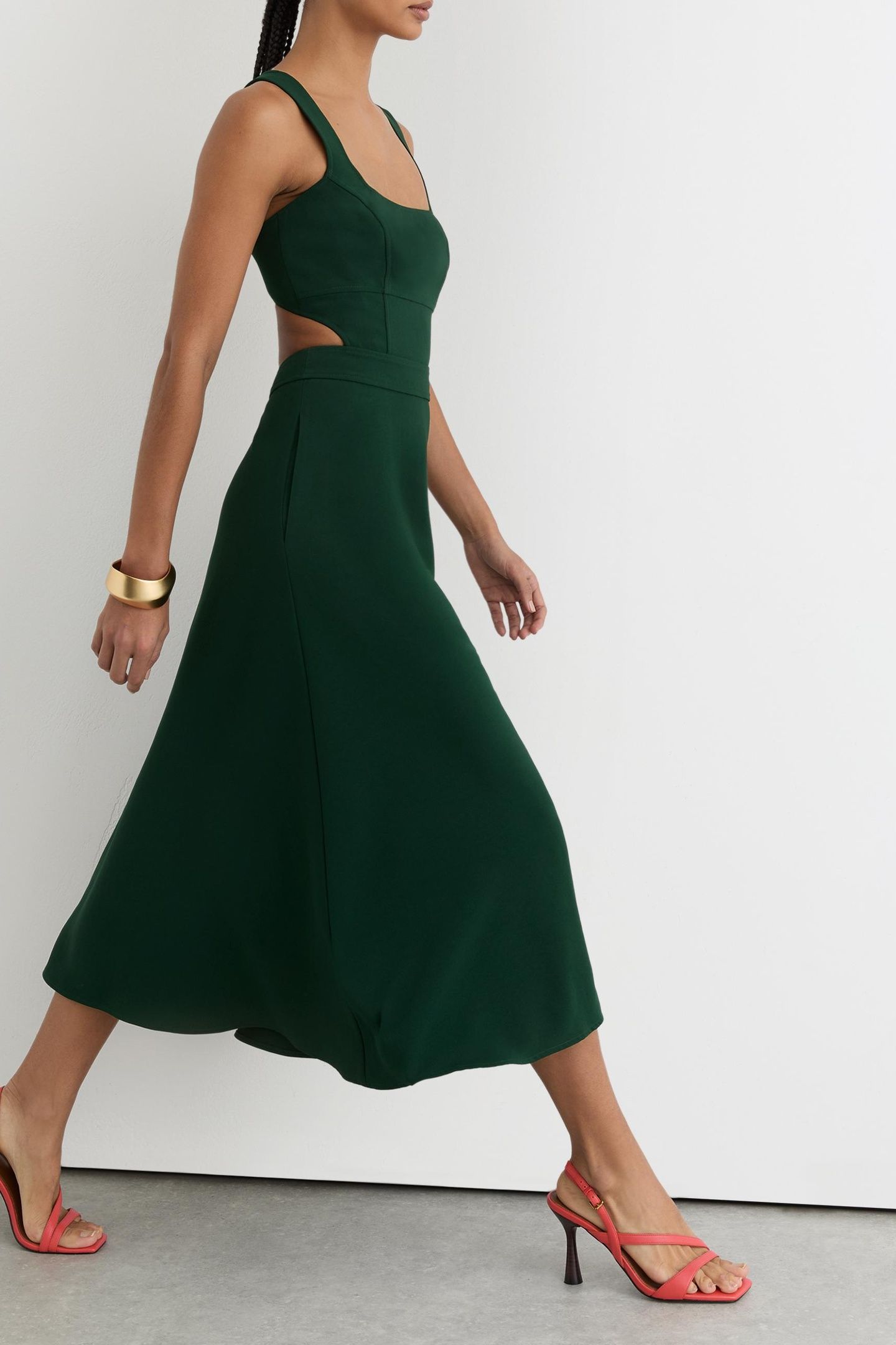 WAISTED MIDI DRESS GREEN 3