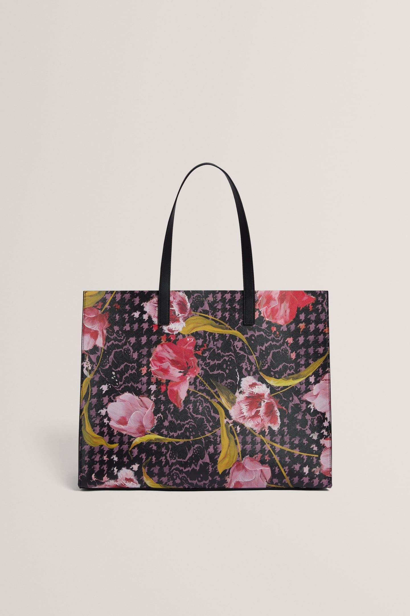 FLORAL PRINTED EXTRA LARGE ICON BAG BLACK 2