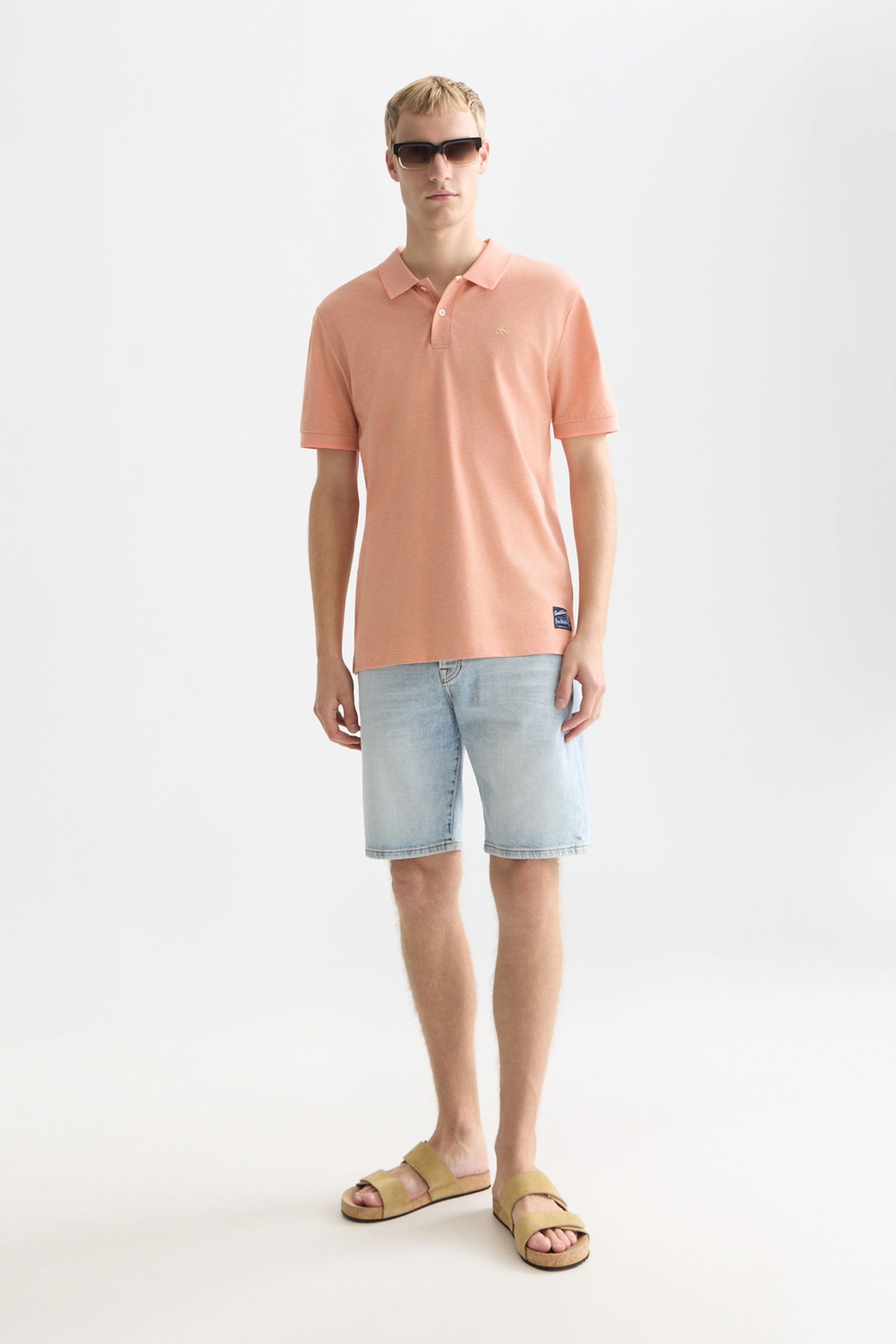 MELANGE CHEST LOGO REGULARFIT POLO DARK PINK 3