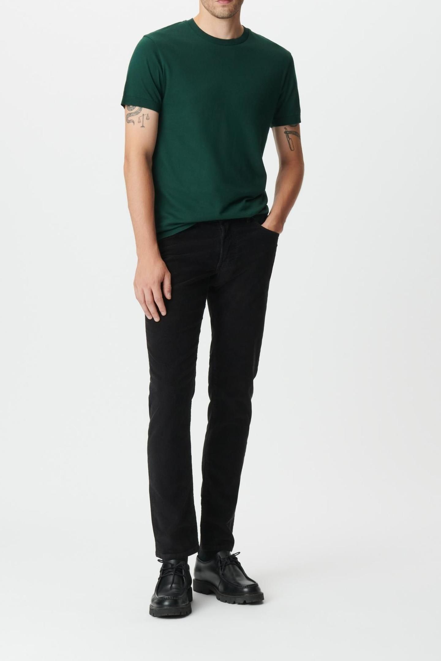 BLACK NEEDLECORD SLIM TROUSERS 3