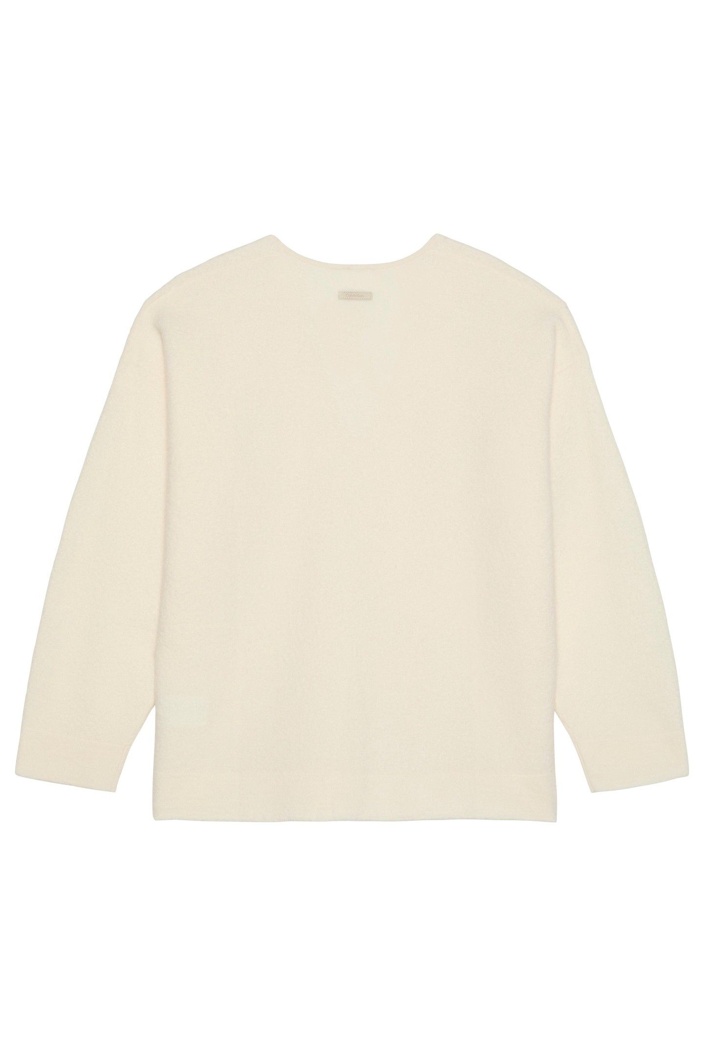 BOILED WOOL LS V NECK SWEATER WHITE GREIGE 2