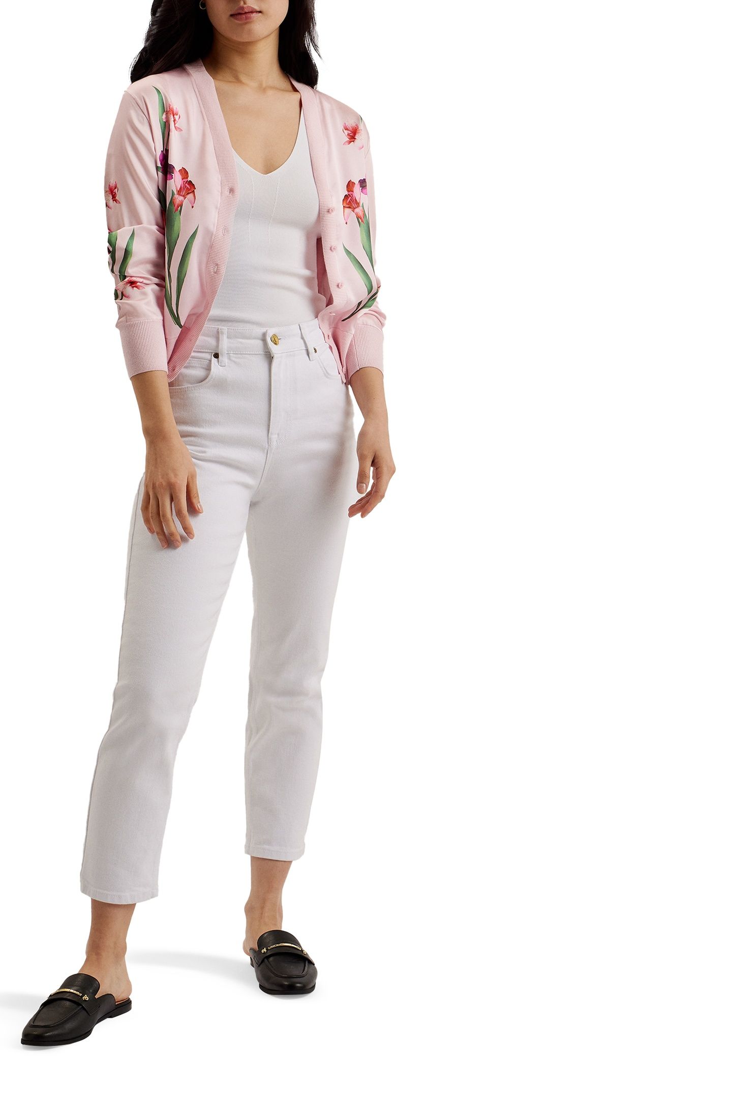 MERALLL WOVEN FRONT PRINTED CARDIGAN PINK 3