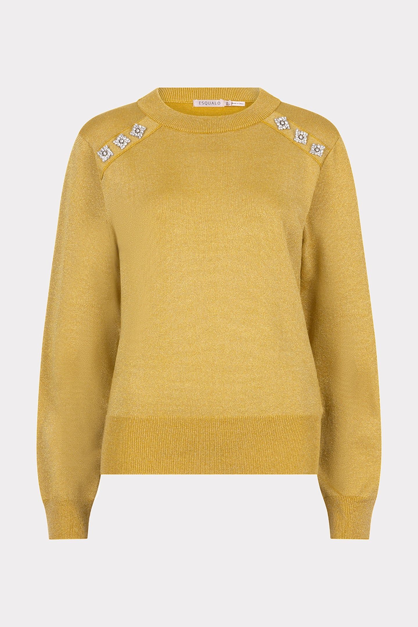 SWEATER ROUNDED NECK LUREX GOLDEN OLIVE 1