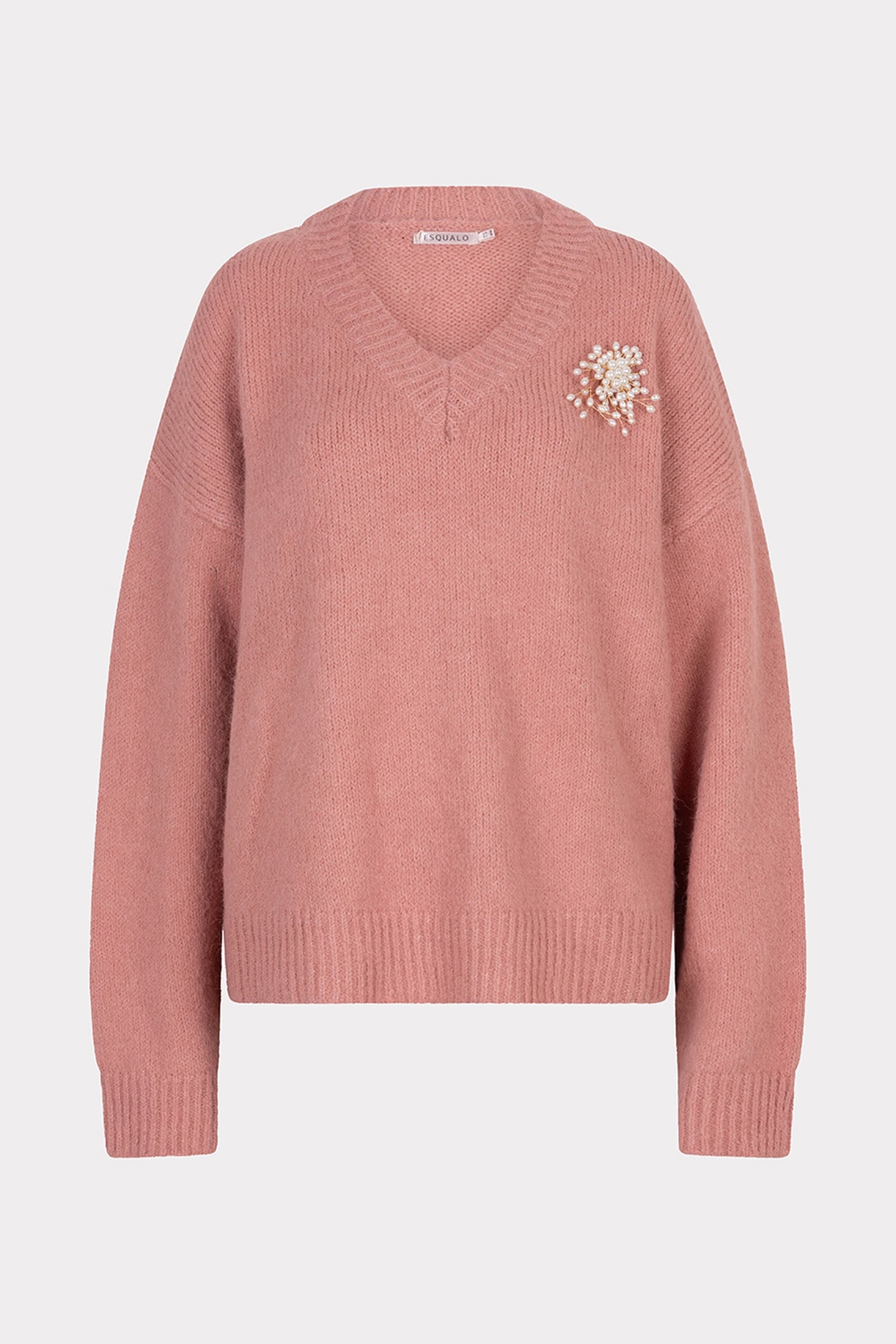 SWEATER V-NECK BROOCH GUAVA 4