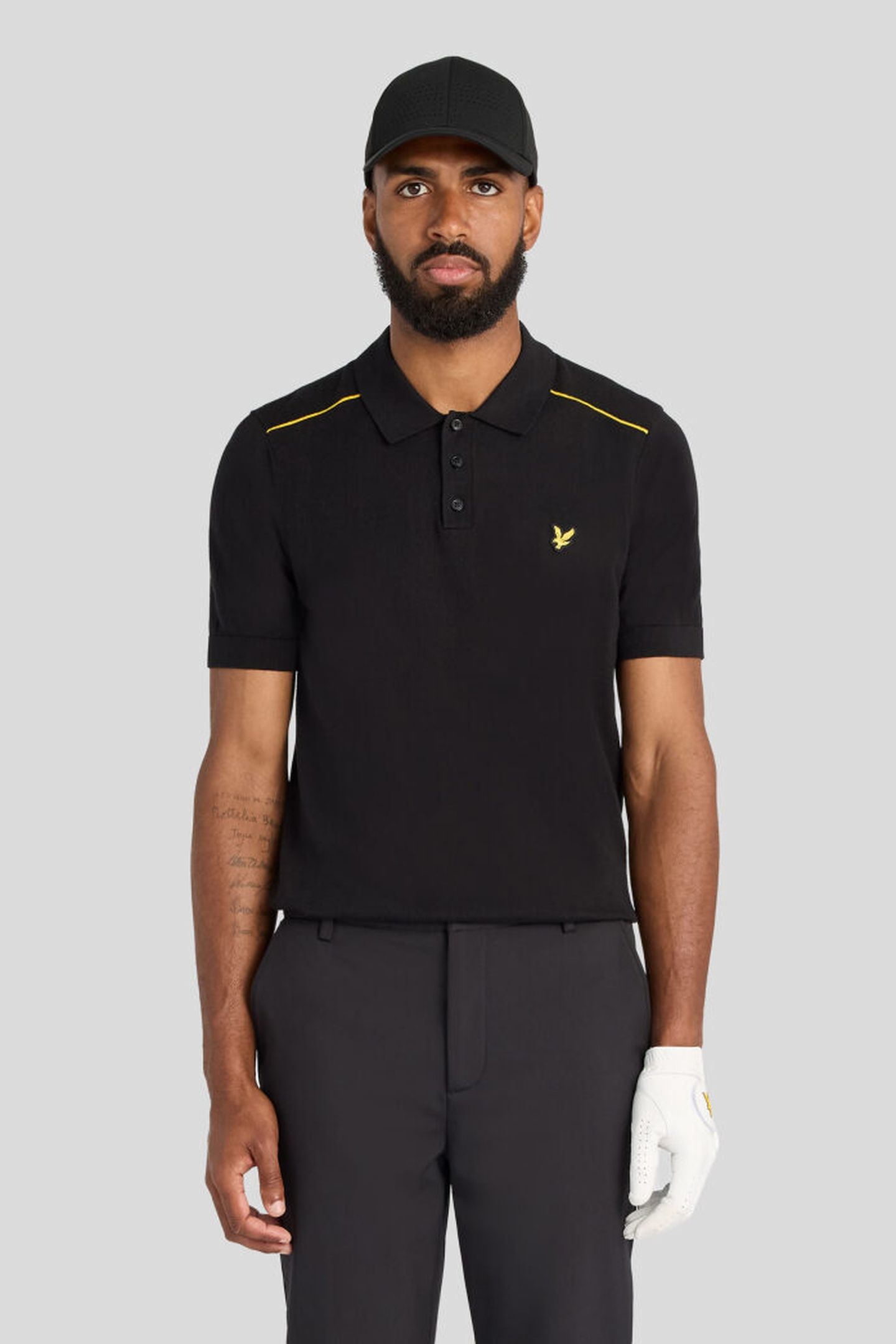 GOLF TIPPED KNITTED POLO JET BLACK 1