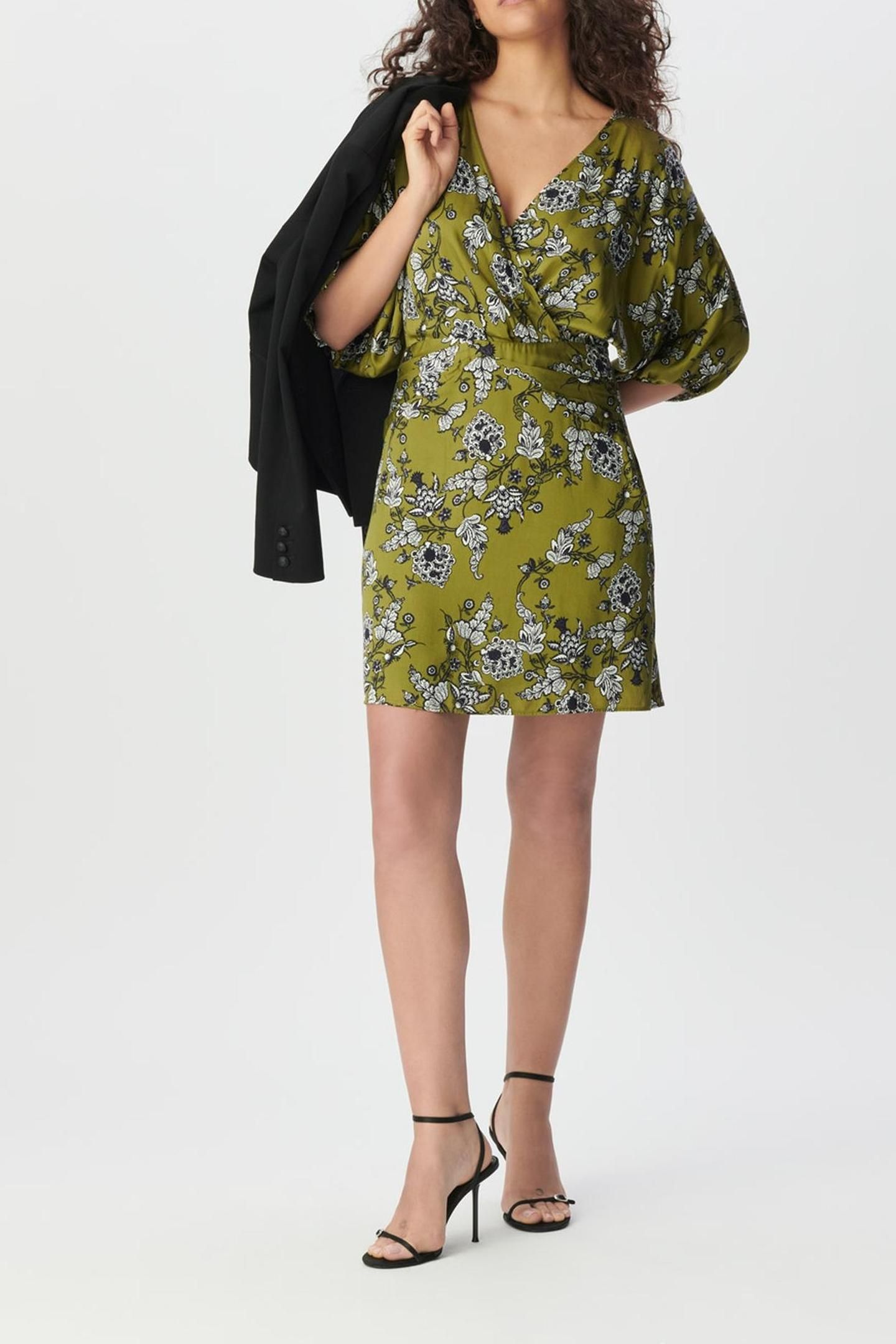 GREEN FLOWING DRESS WITH FLORAL PRINT 1