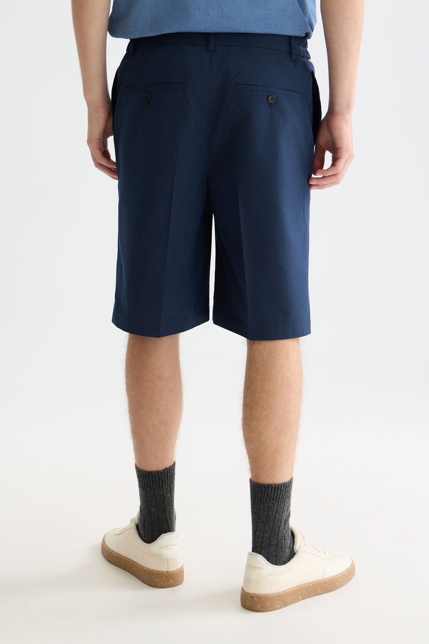 SEERSUCKER WIDEFIT BERMUDA SHORTS NAVY 2