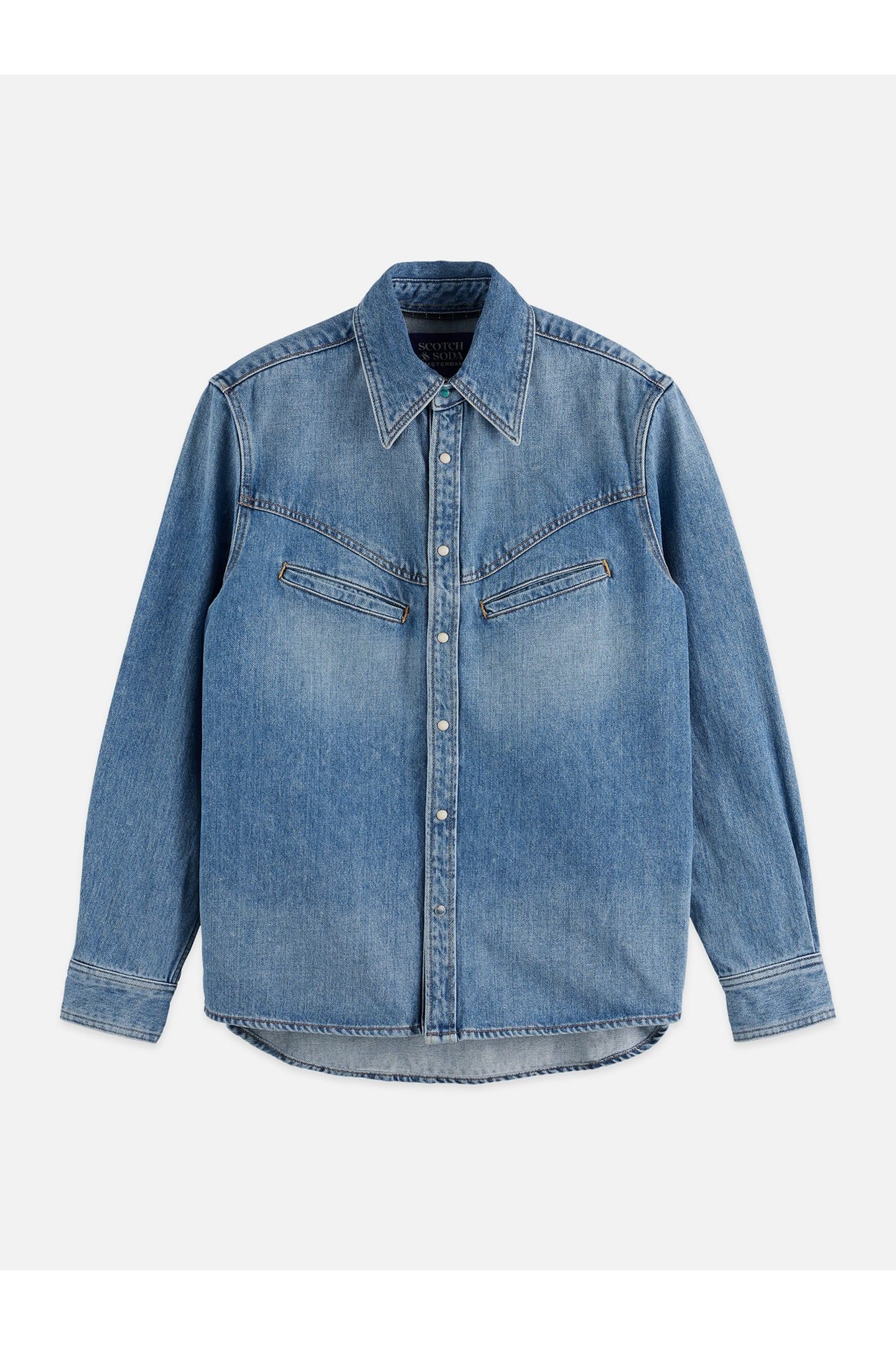 WASHED DENIM SHIRT WITH WESTERN DETAILS NAVY 4