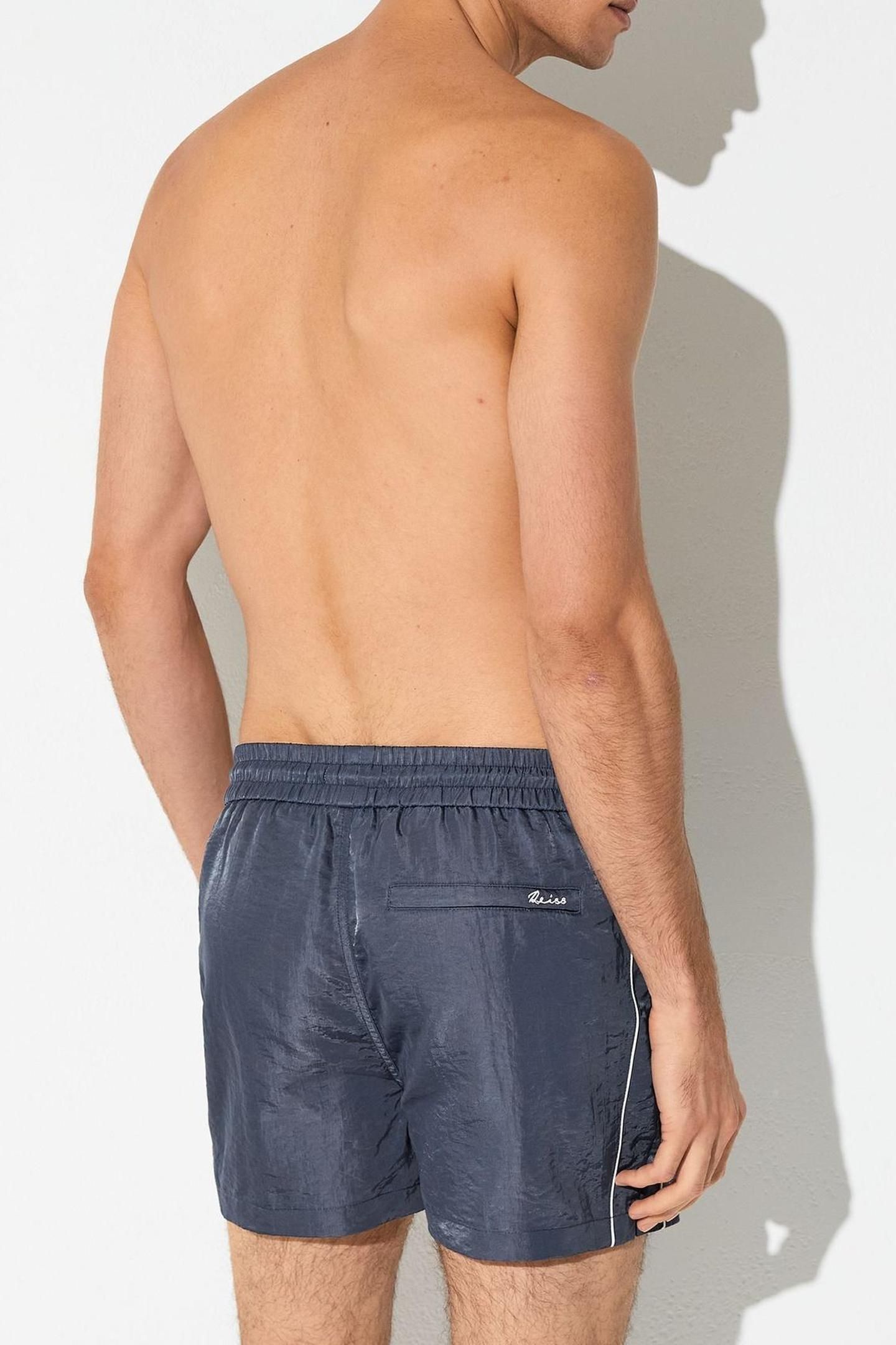 PIPED DETAIL DRAWSTRING SWIMSHORT STEEL BLUE 2