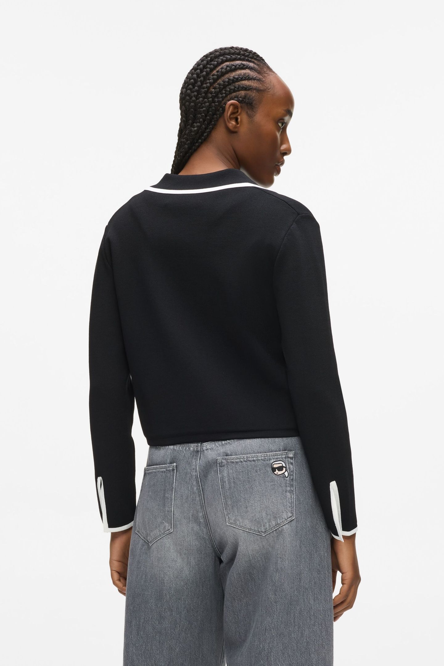 CONTRAST KNIT CARDIGAN BLACK/WHITE 2