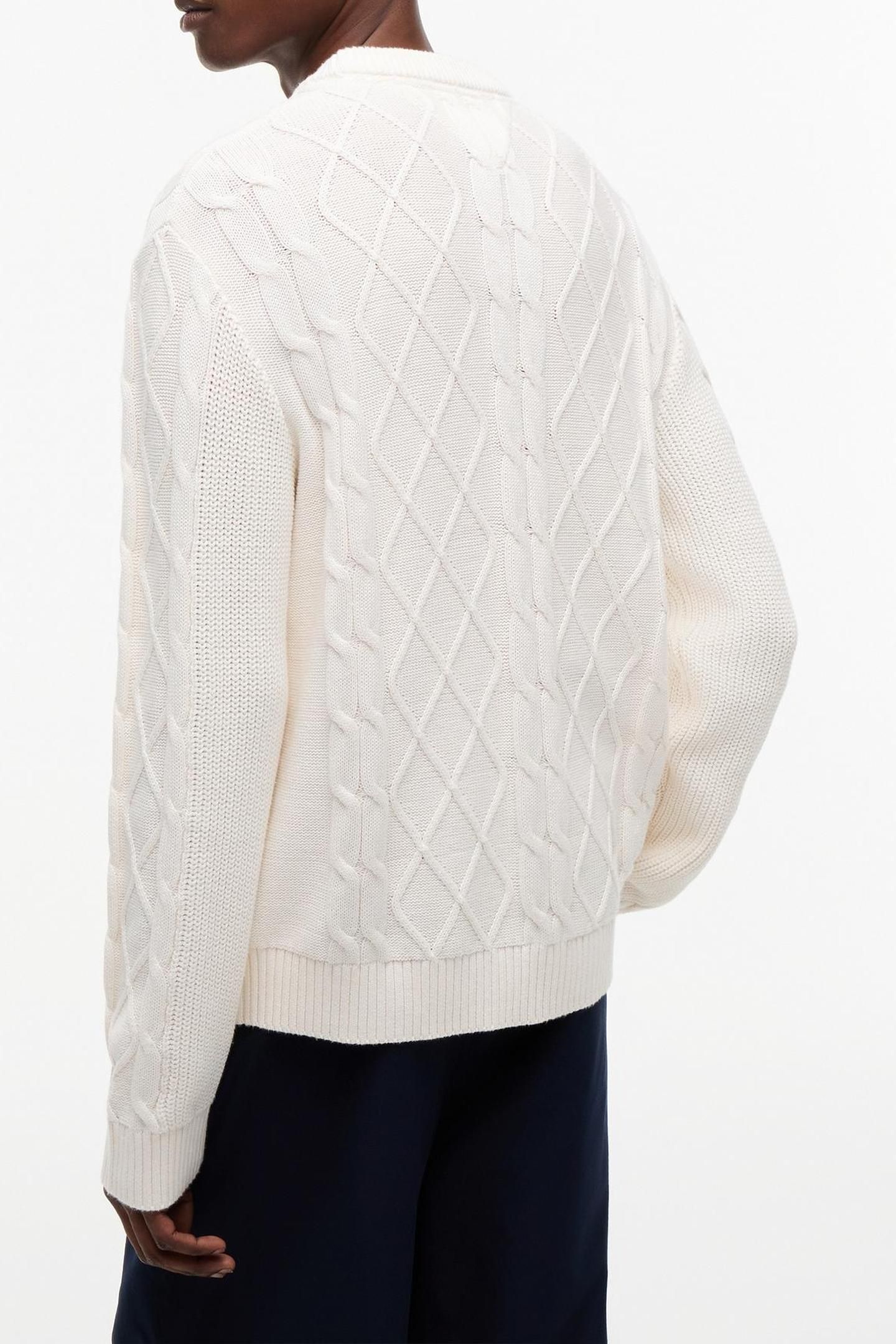 REGULAR CABLE KNIT SWEATER WHITE 2