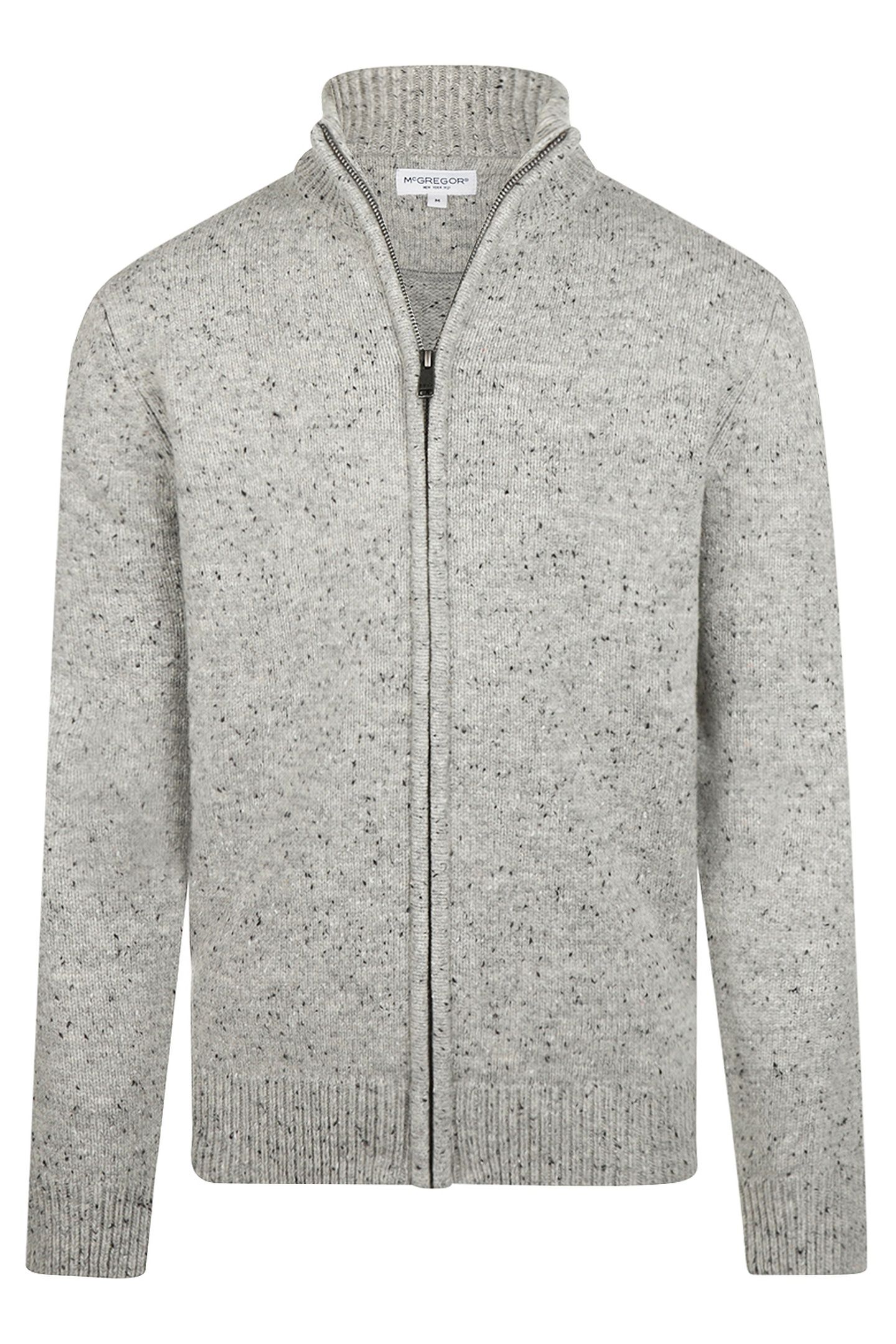 ZIP THRU FISHERMANS CARDIGAN MEDIUM GREY MELANGE 3