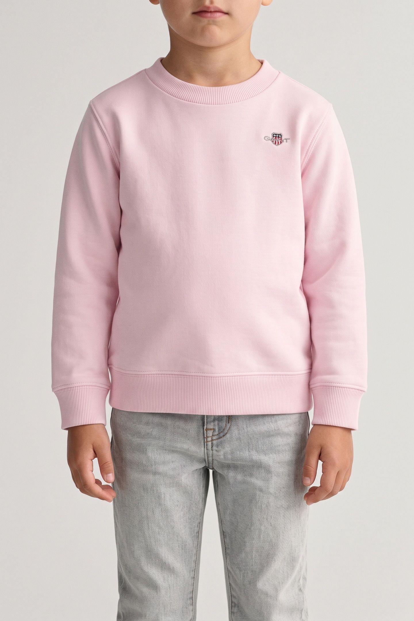 KIDS GIRLS SHIELD OVERSIZE CREW NECK SWEAT LIGHT PINK 1