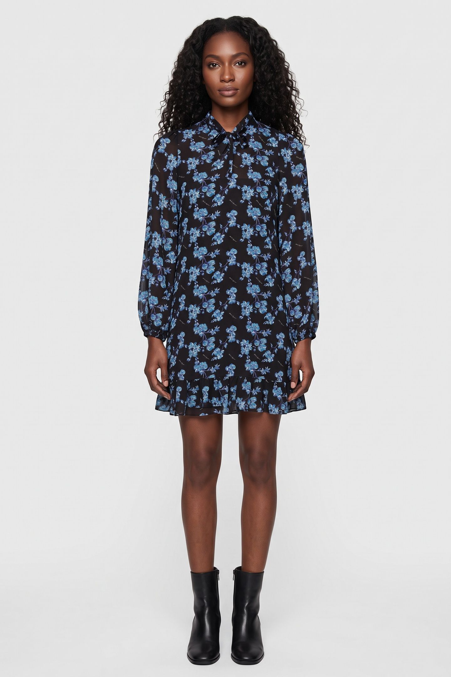ORCHID FEMININE DRESS BLUE ORCHID PRINT 1