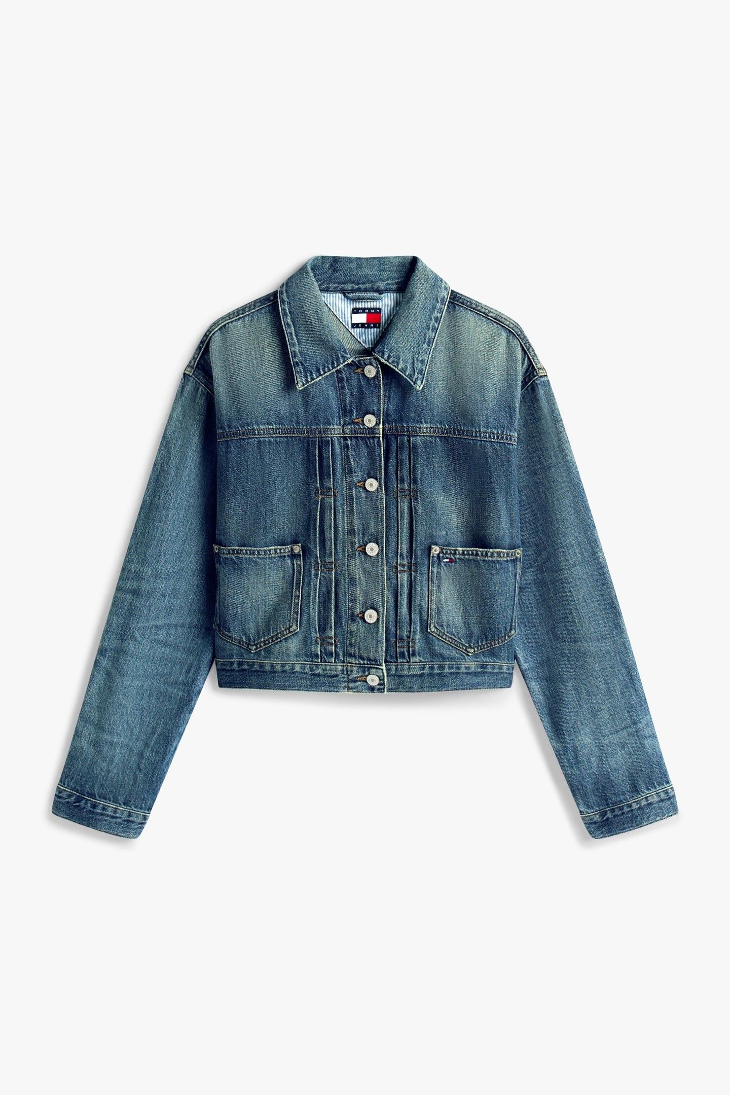 PLEATED TRUCKER JACKET DENIM MEDIUM 4