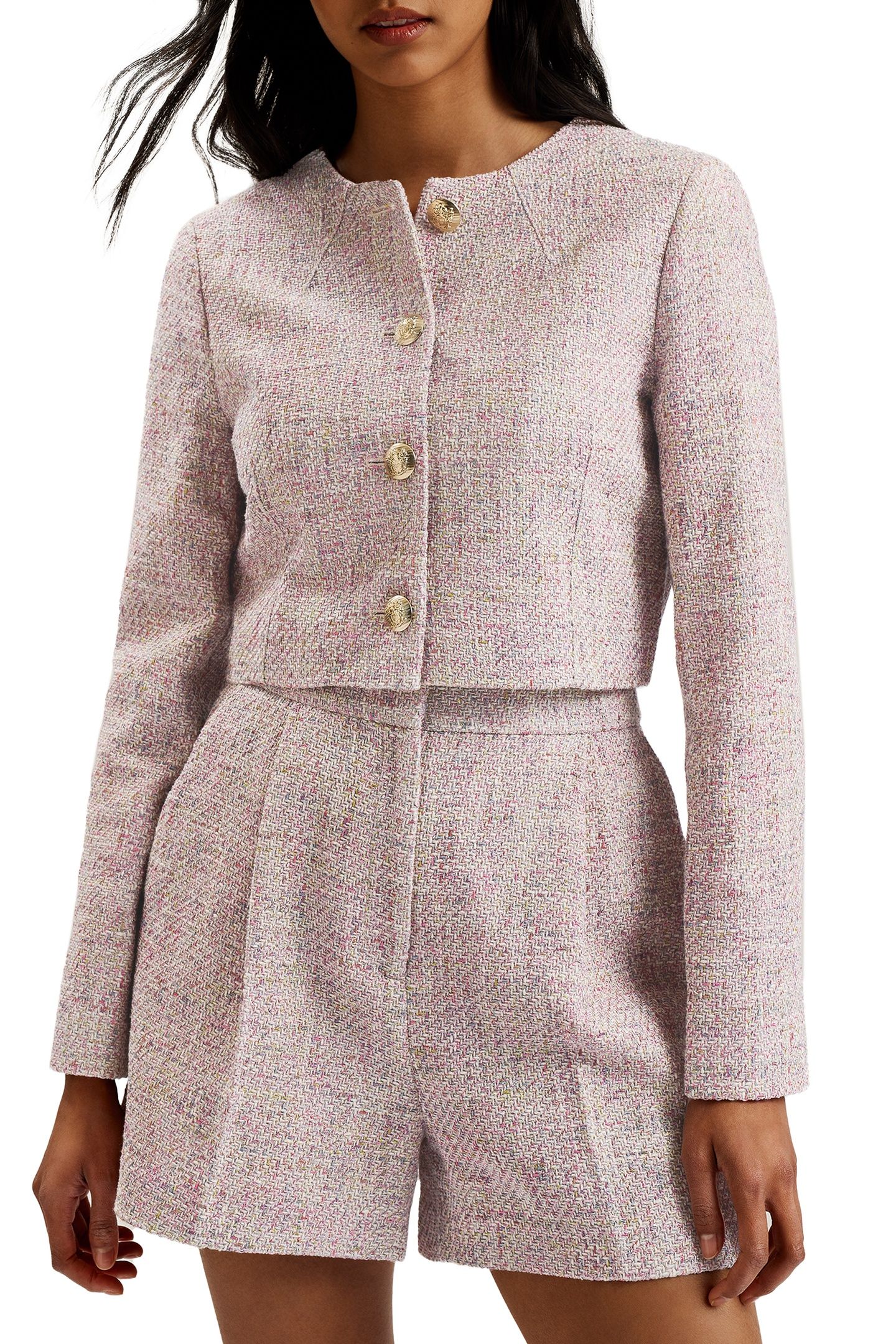 CONSTA TAILORED FITTED BOUCLE CROPPED IVORY 1